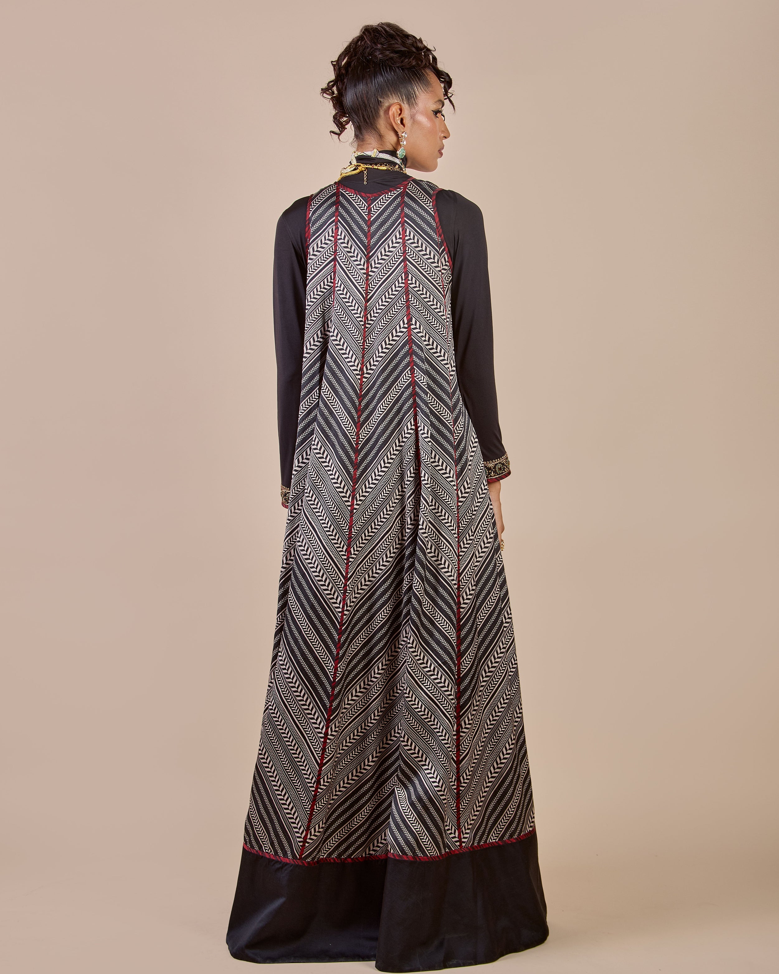 Chevron - Black Anarkali Set