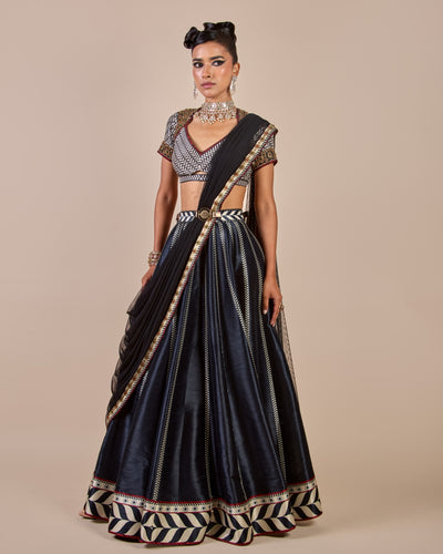 Cool Black Chevron Skirt Set