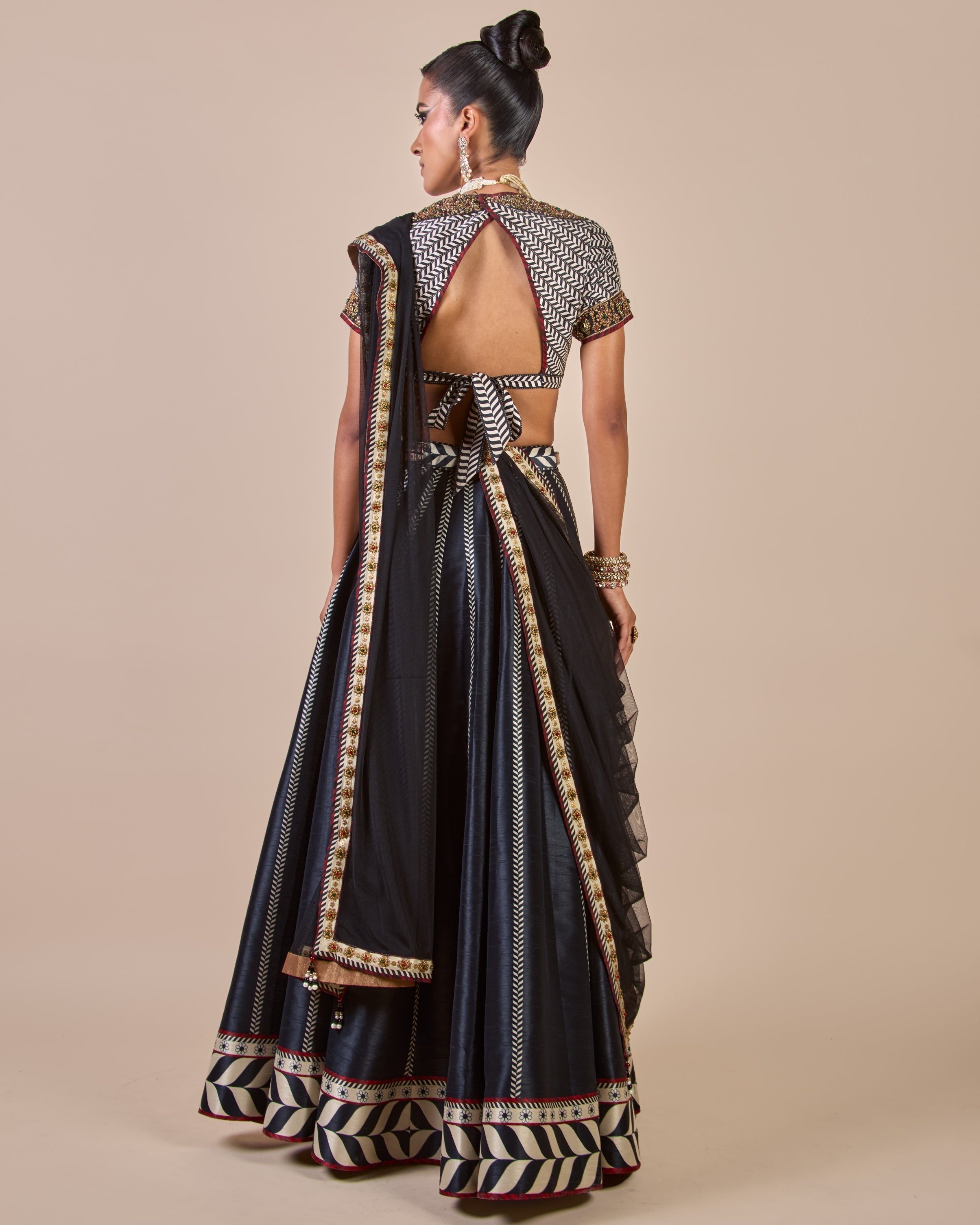 Cool Black Chevron Skirt Set