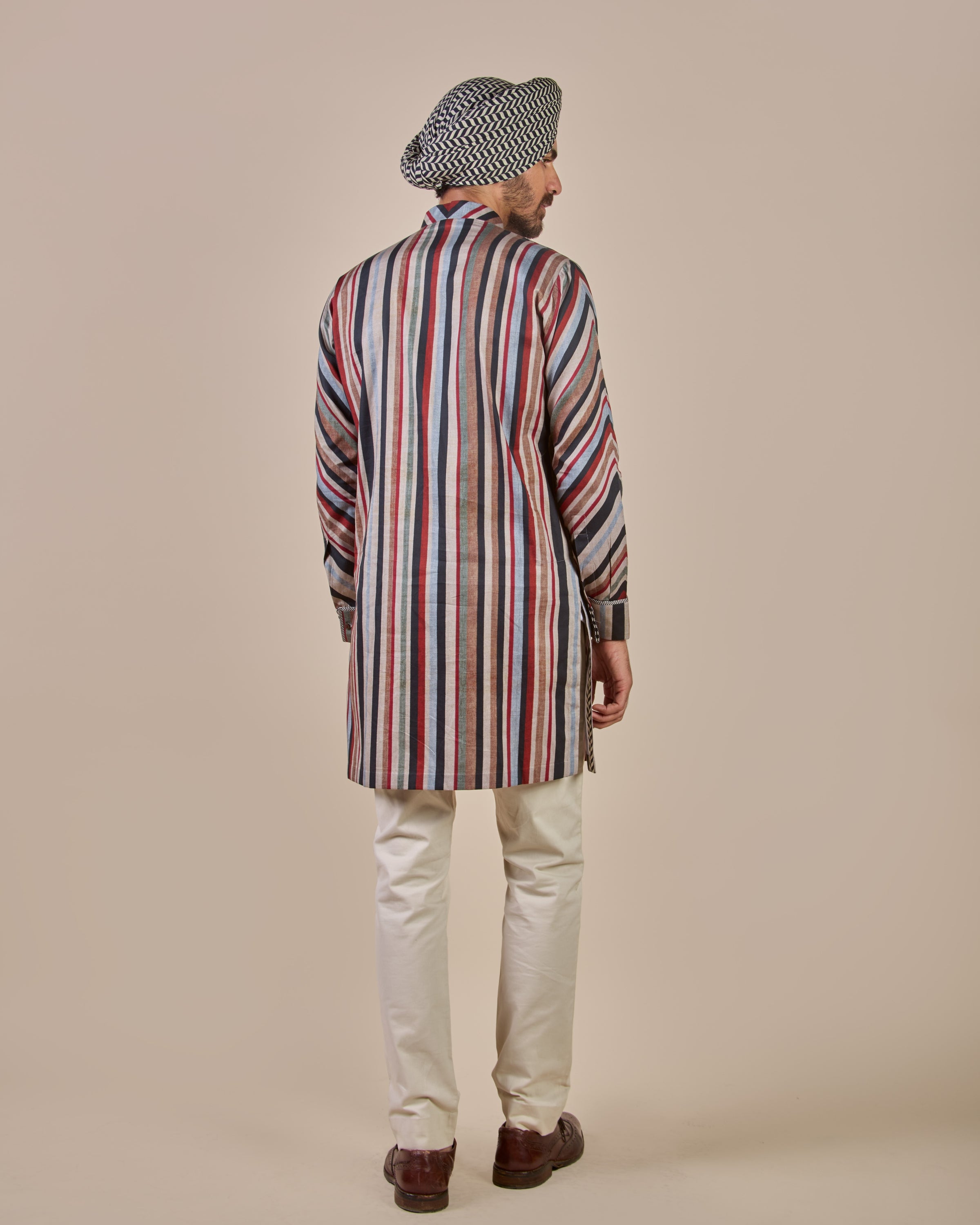 Multi Hued - Red Striped Kurta
