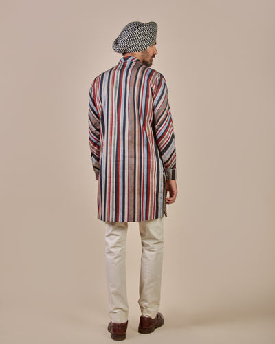 Multi Hued - Red Striped Kurta