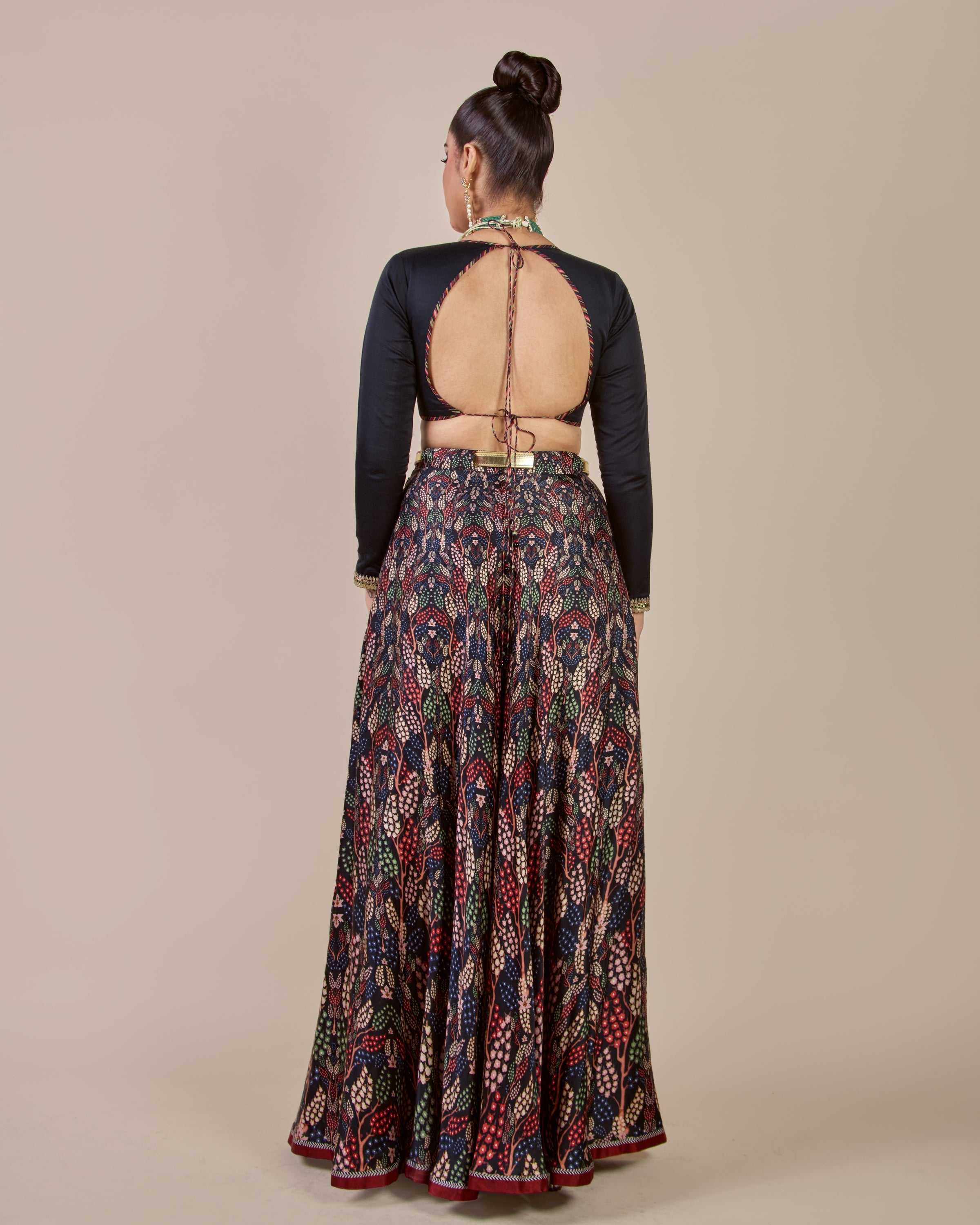 Rich Black - Multi Hued Sharara Set