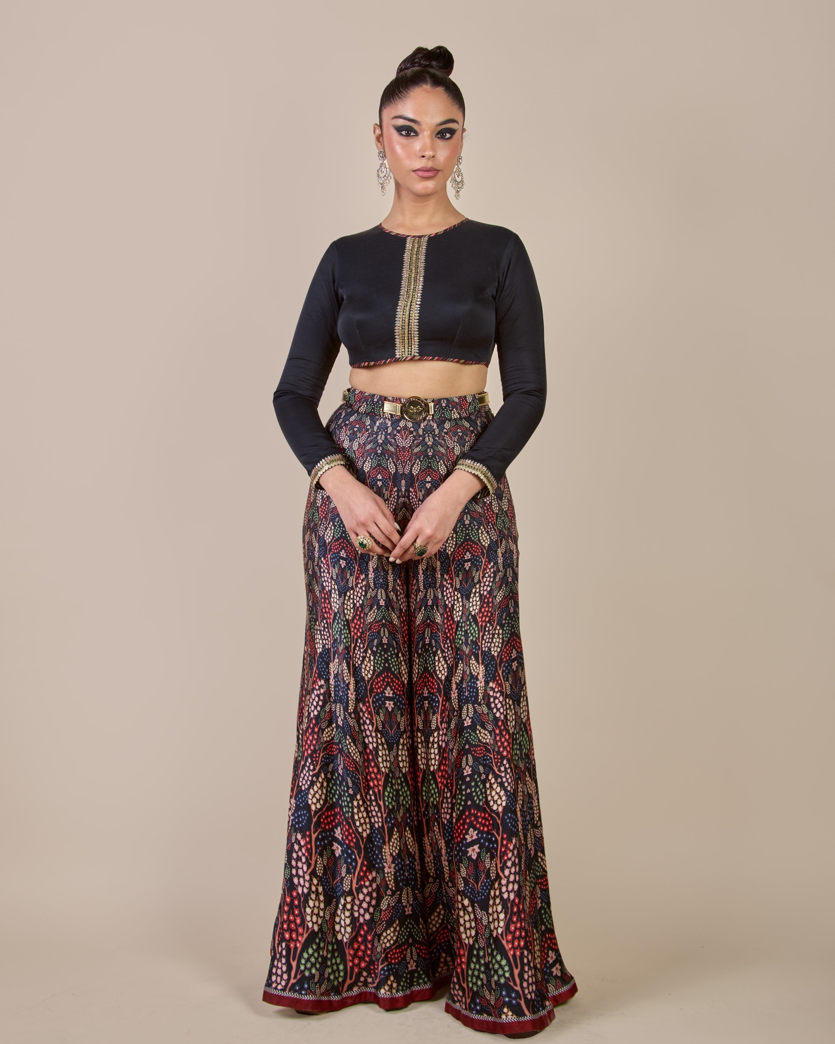 Rich Black - Multi Hued Sharara Set