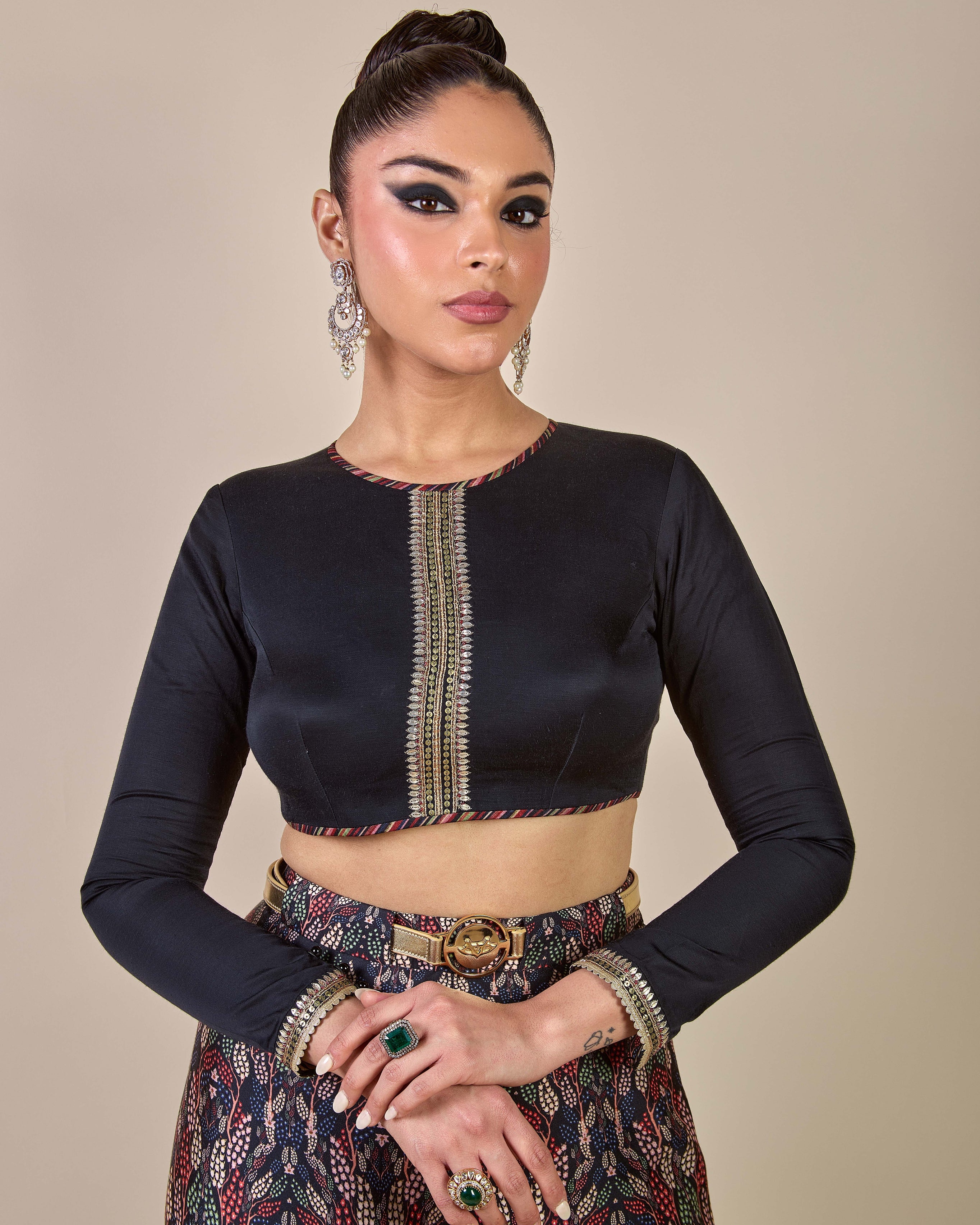 Rich Black - Multi Hued Sharara Set