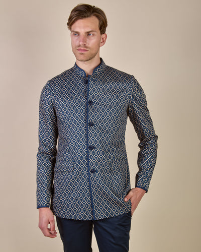 Navy Blue - Ivory Bandhgala