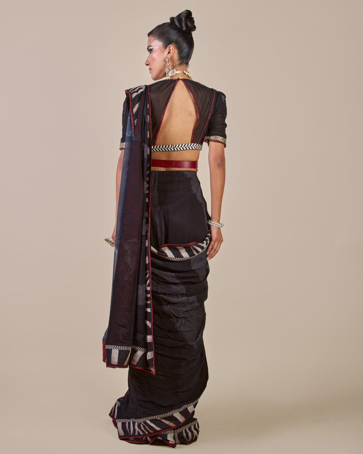 Zebra Print Sari Set