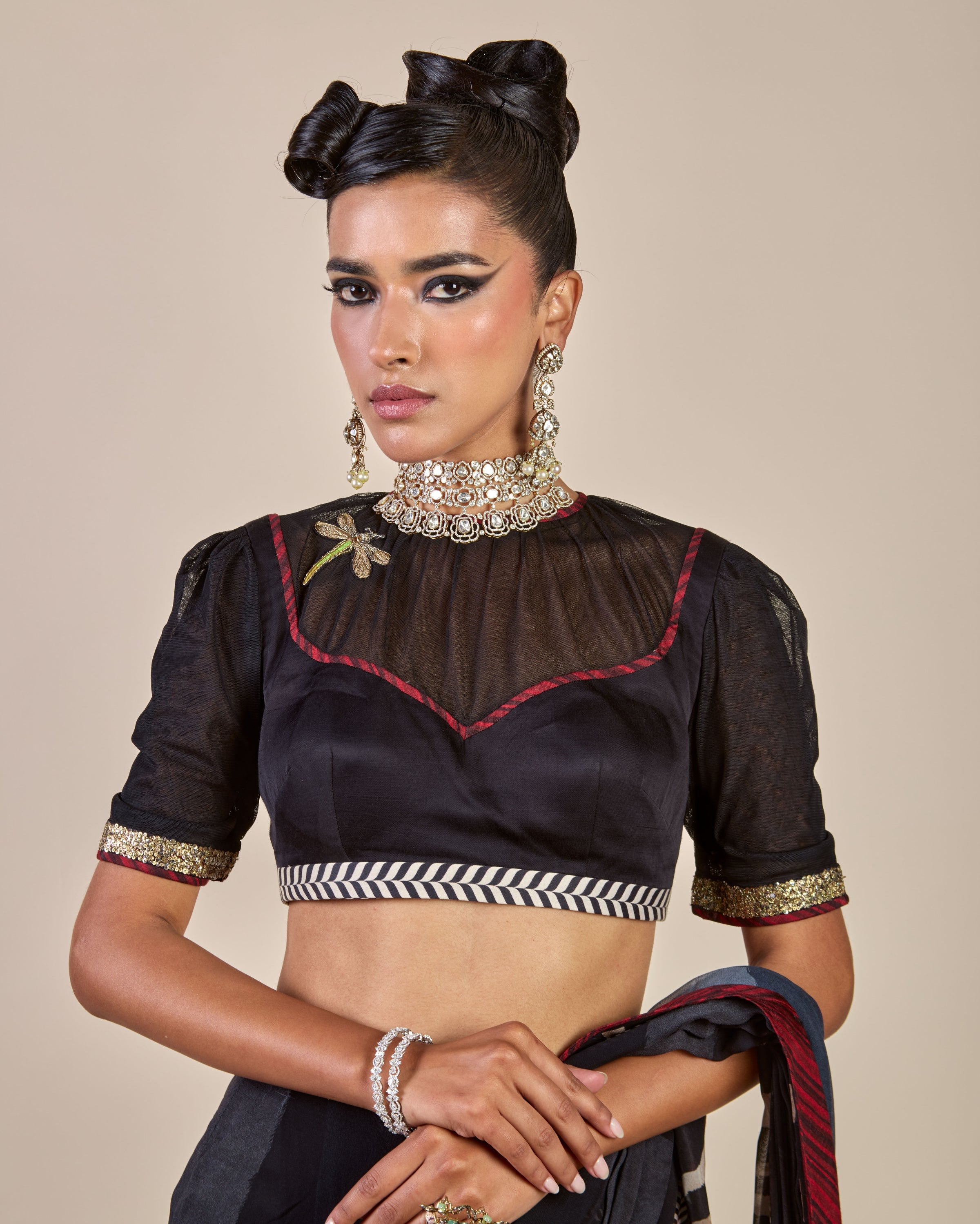 Zebra Print Sari Set