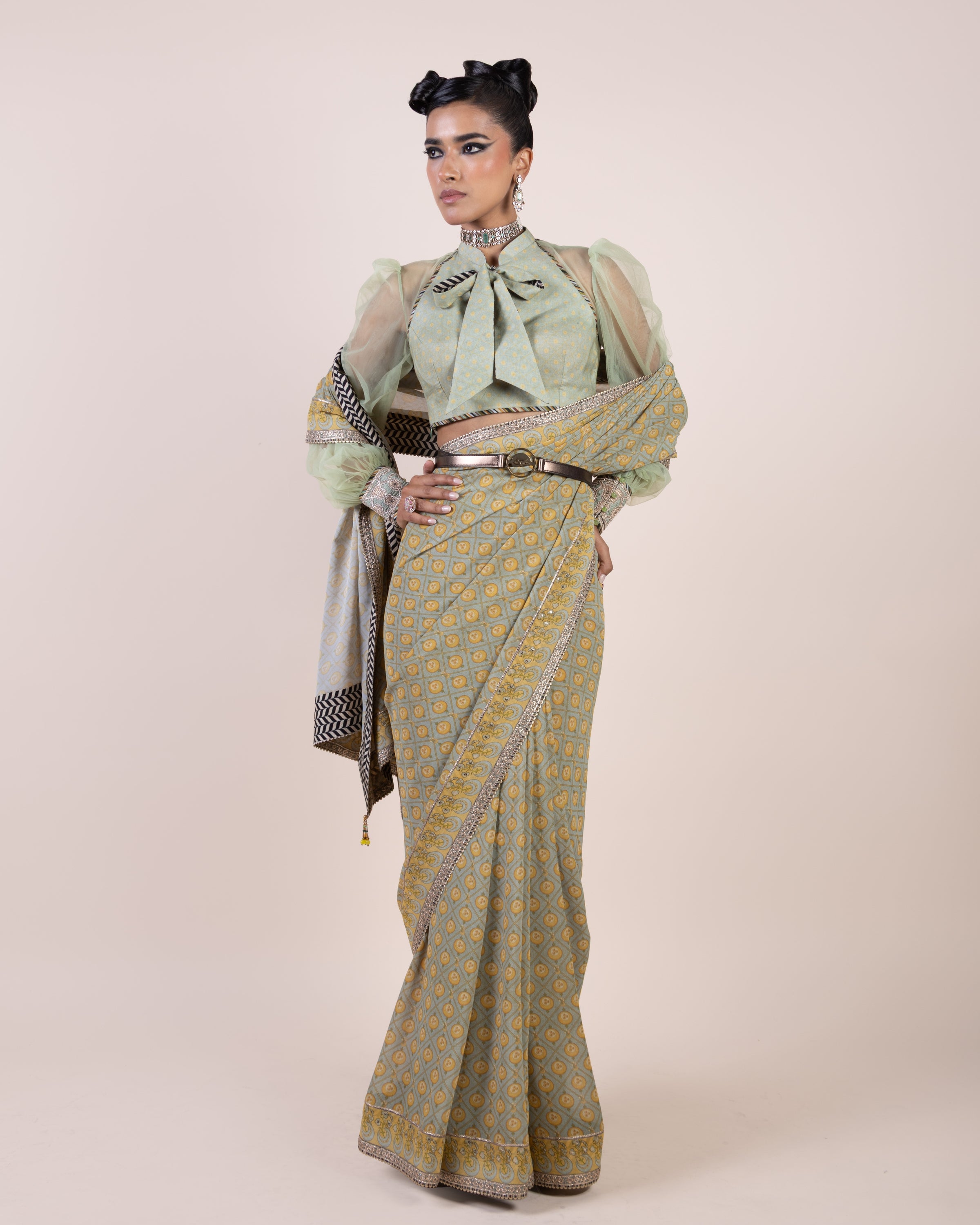 Mint Green Sari Set