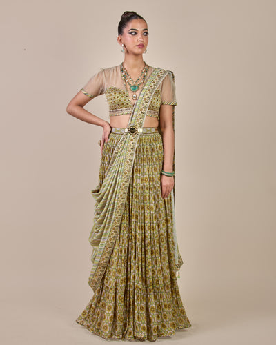 Olive Yellow Skirt Set