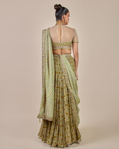 Olive Yellow Skirt Set