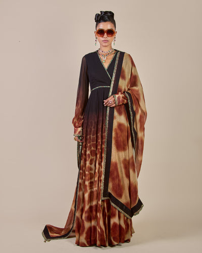 Giraffe Ombre Print Anarkali