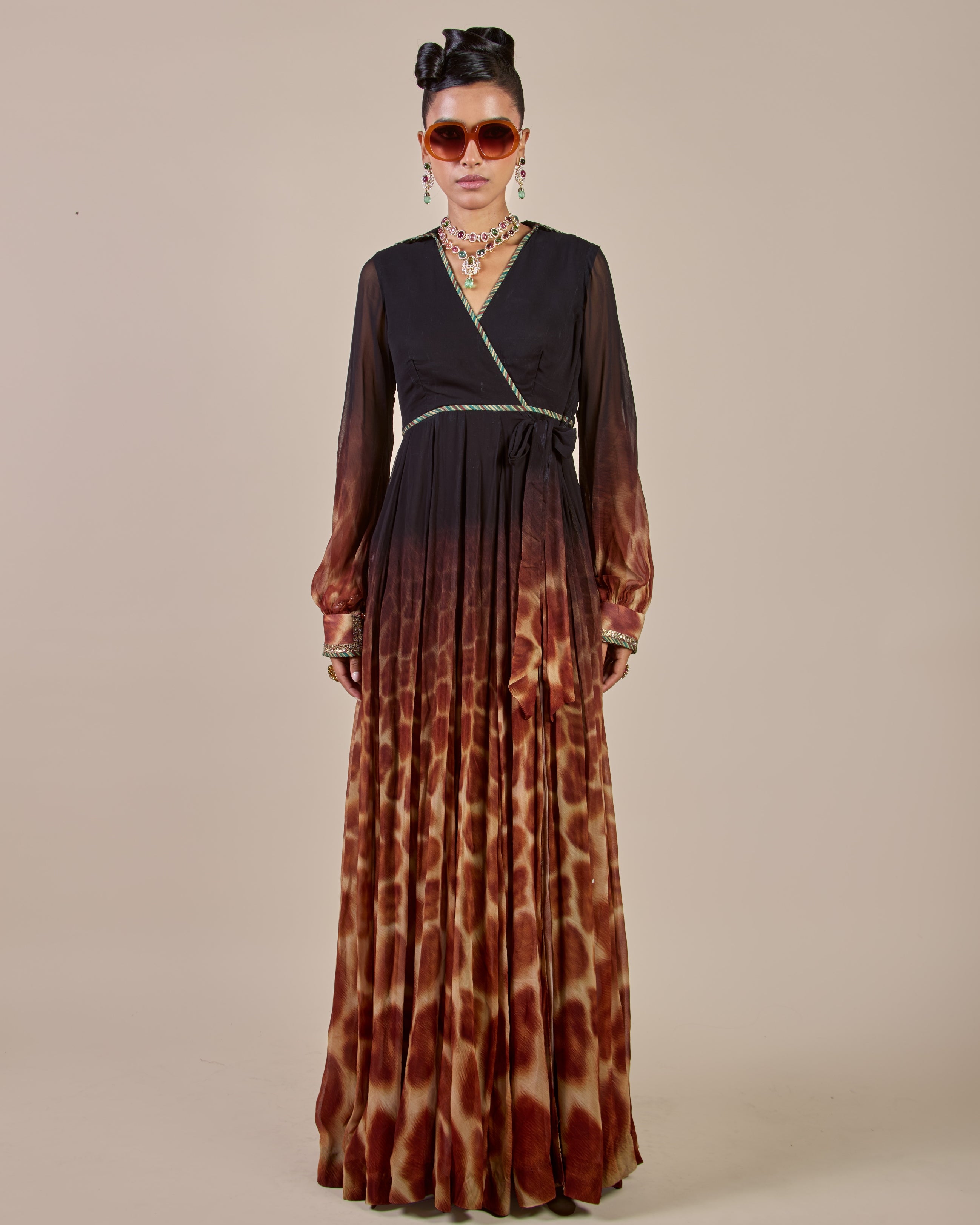 Giraffe Ombre Print Anarkali