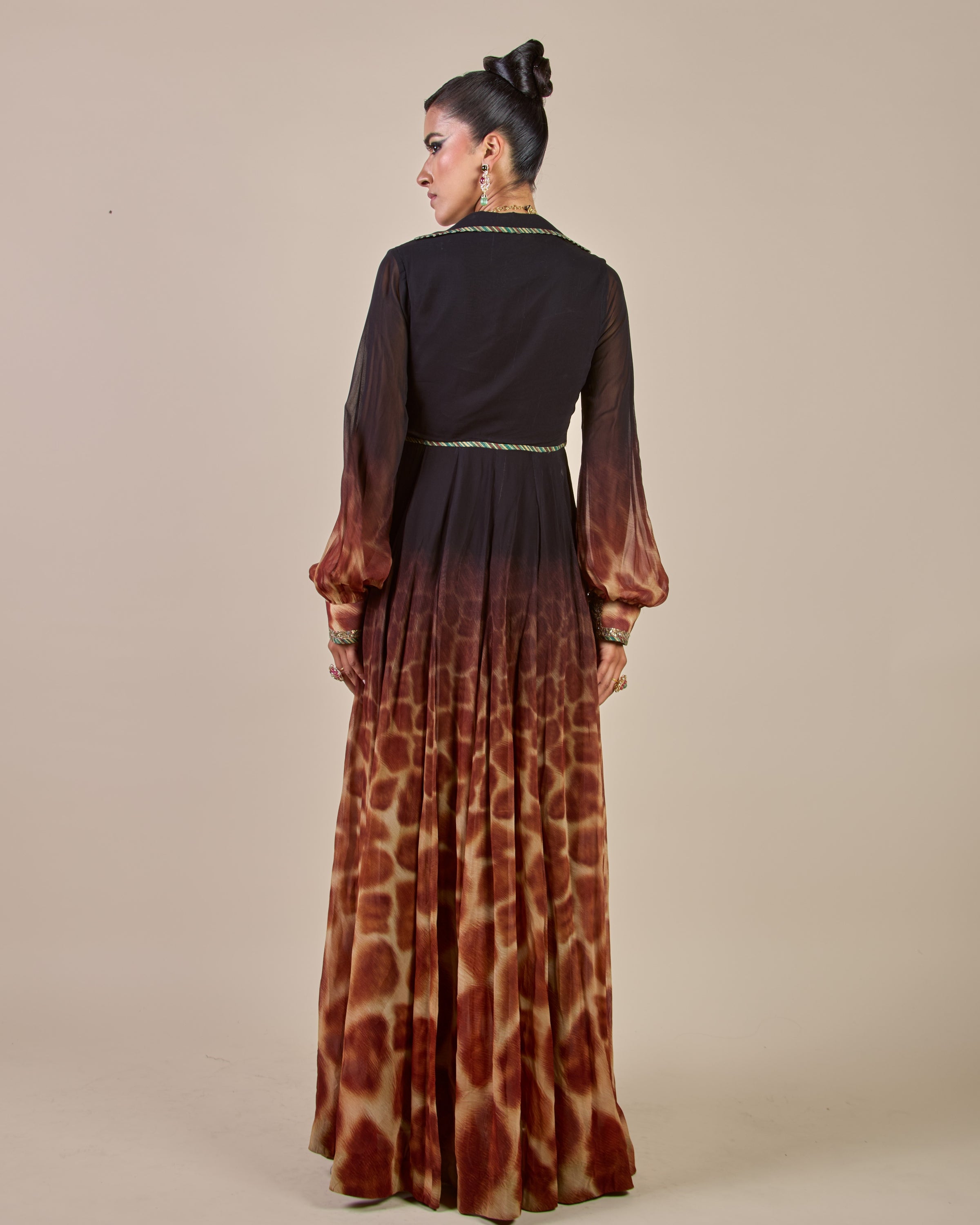 Giraffe Ombre Print Anarkali