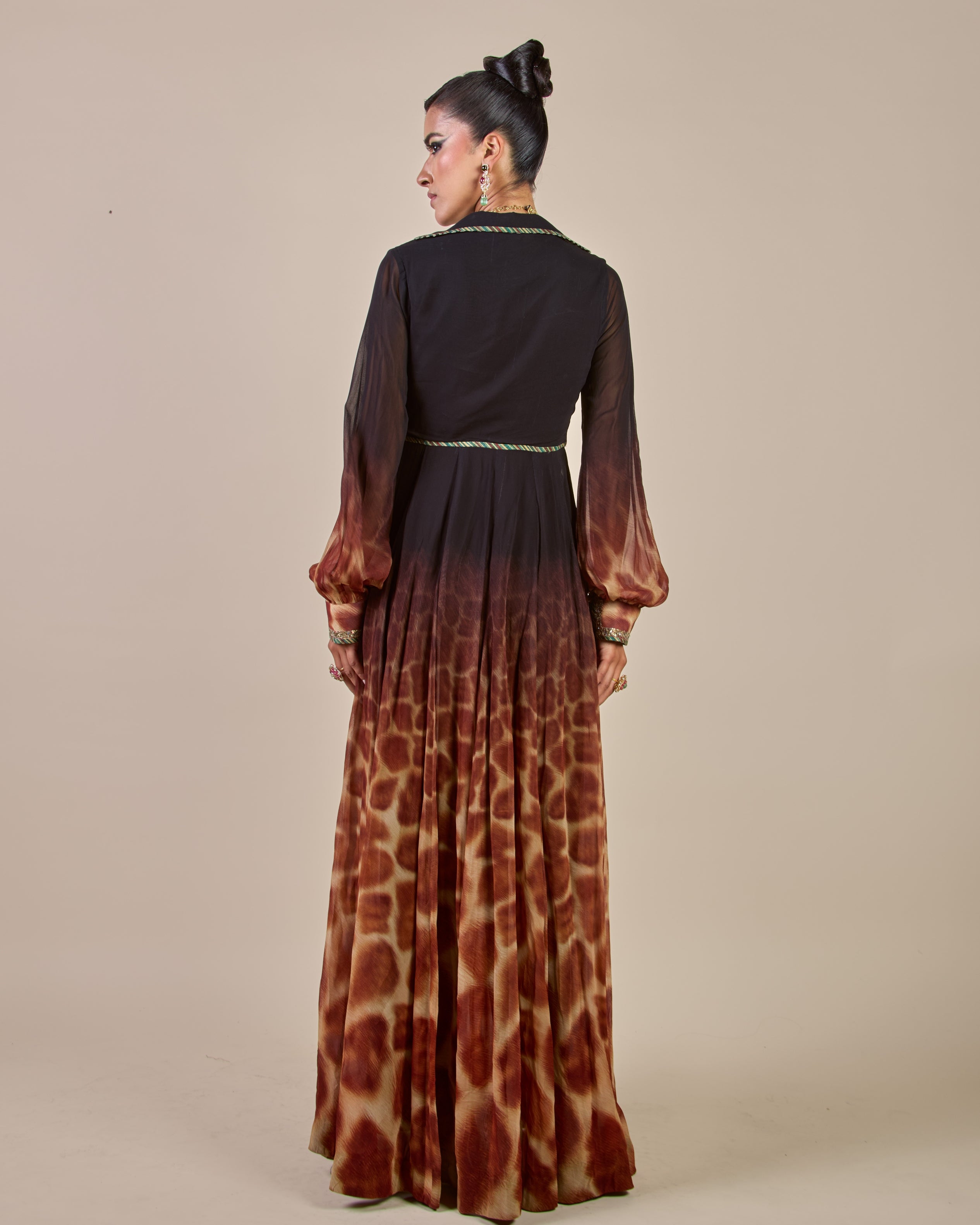 Giraffe Ombre Print Anarkali