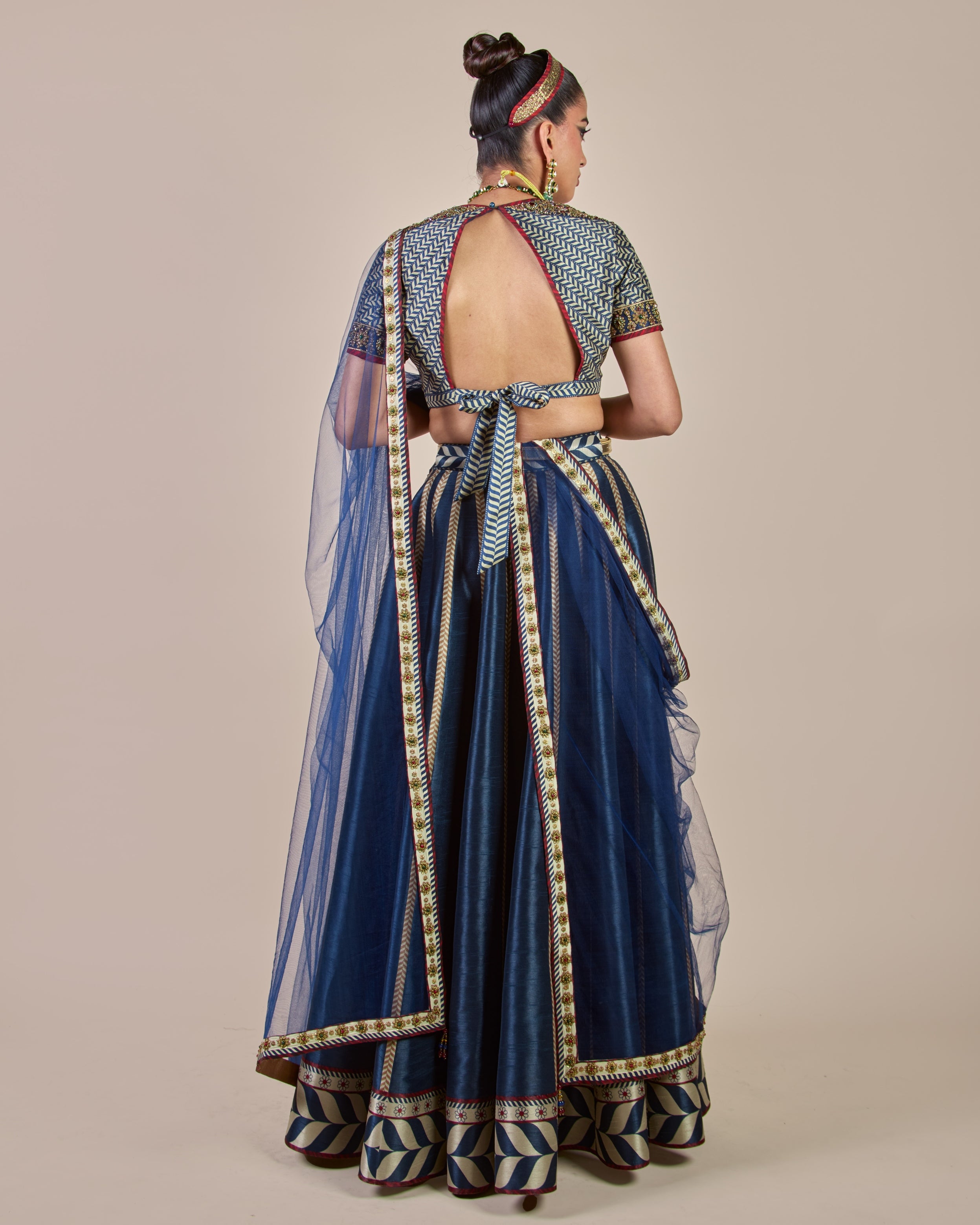 Midnight Blue Chevron Skirt Set