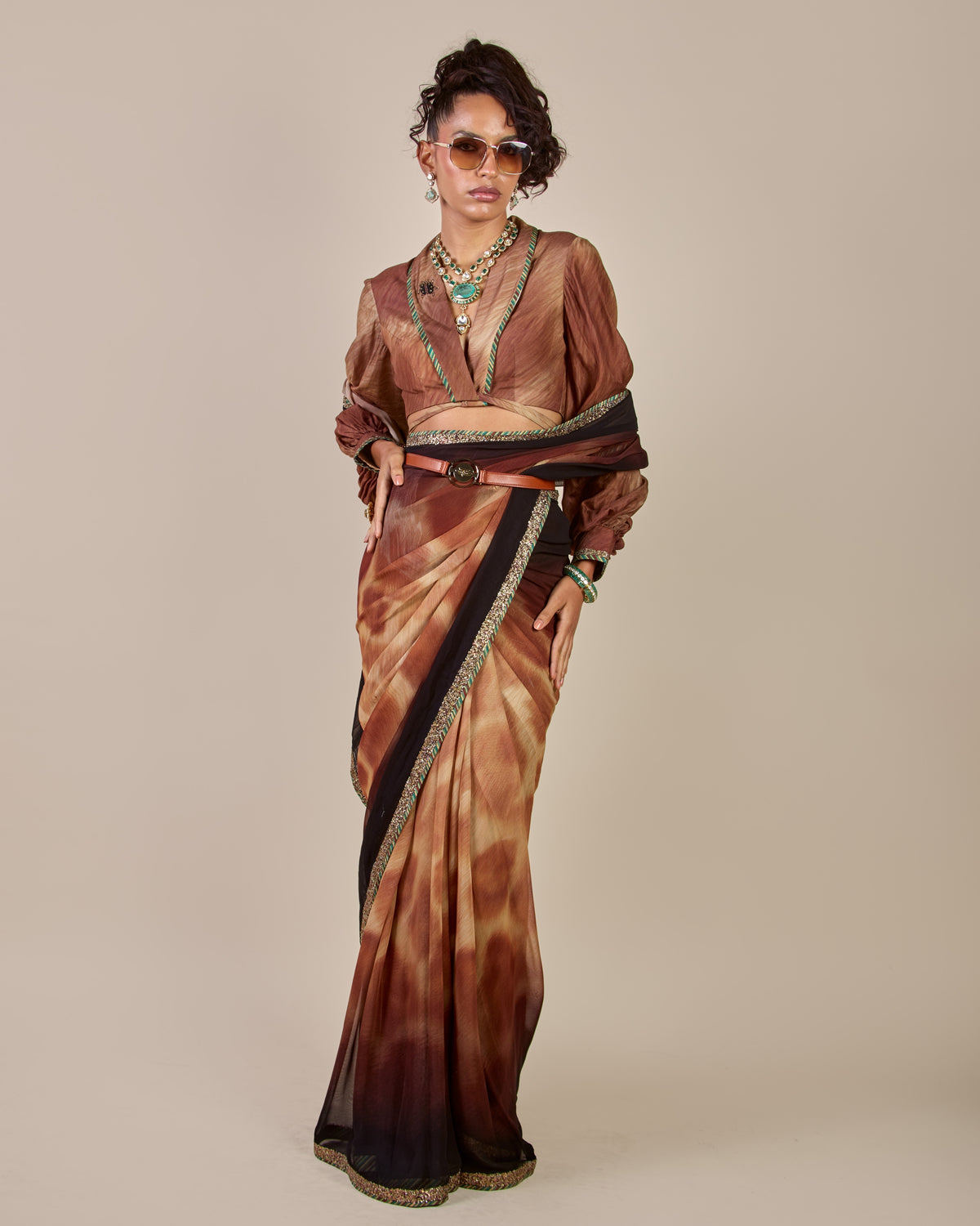 Giraffe Print Sari Set