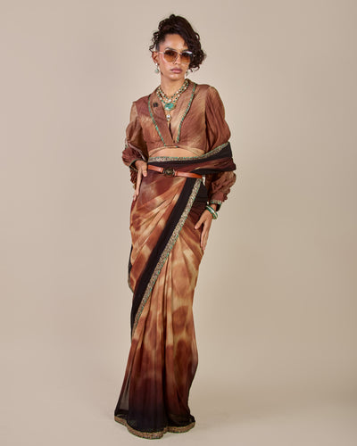 Giraffe Print Sari Set