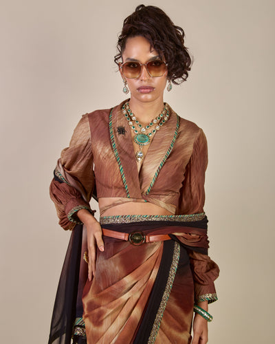 Giraffe Print Sari Set