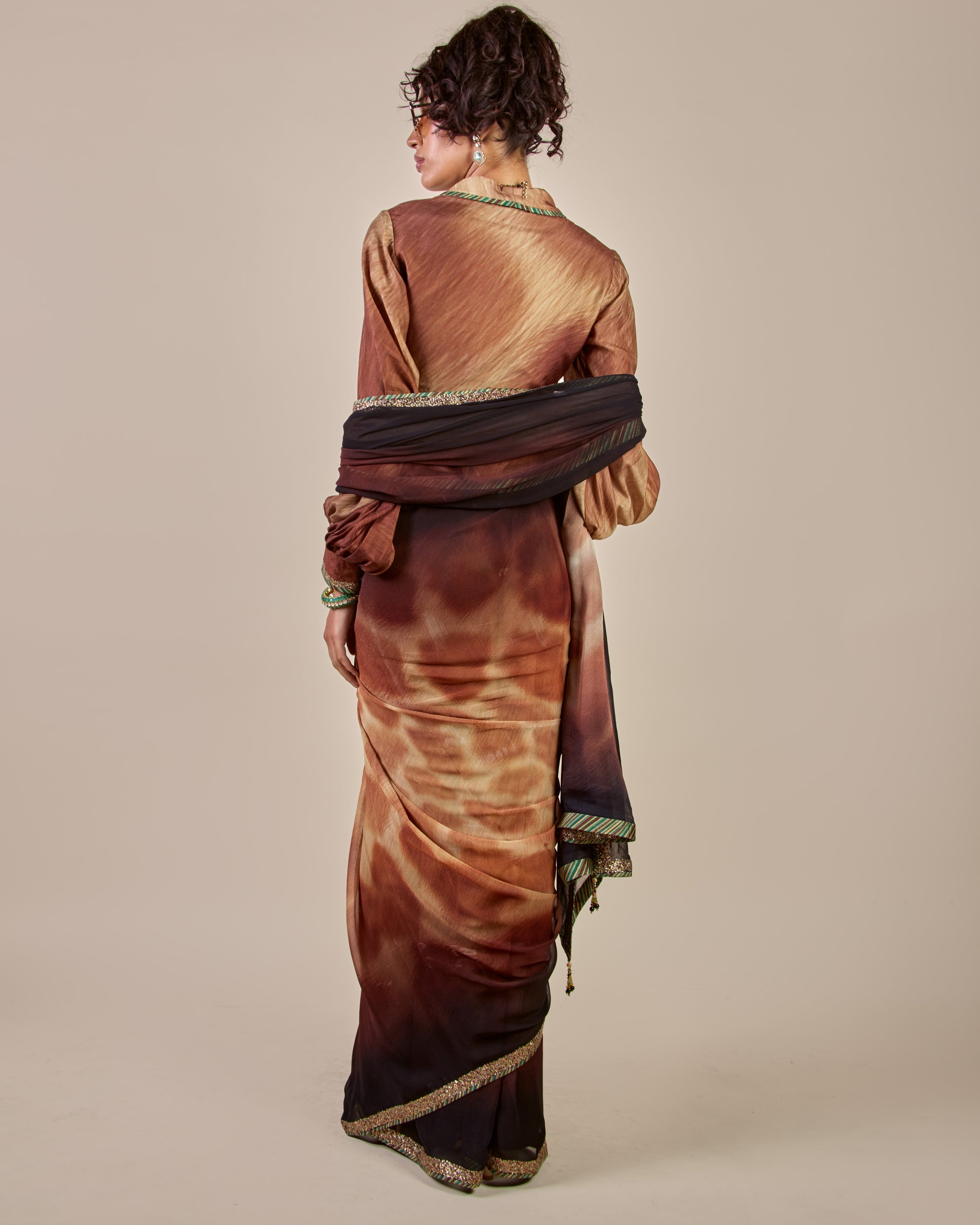 Giraffe Print Sari Set