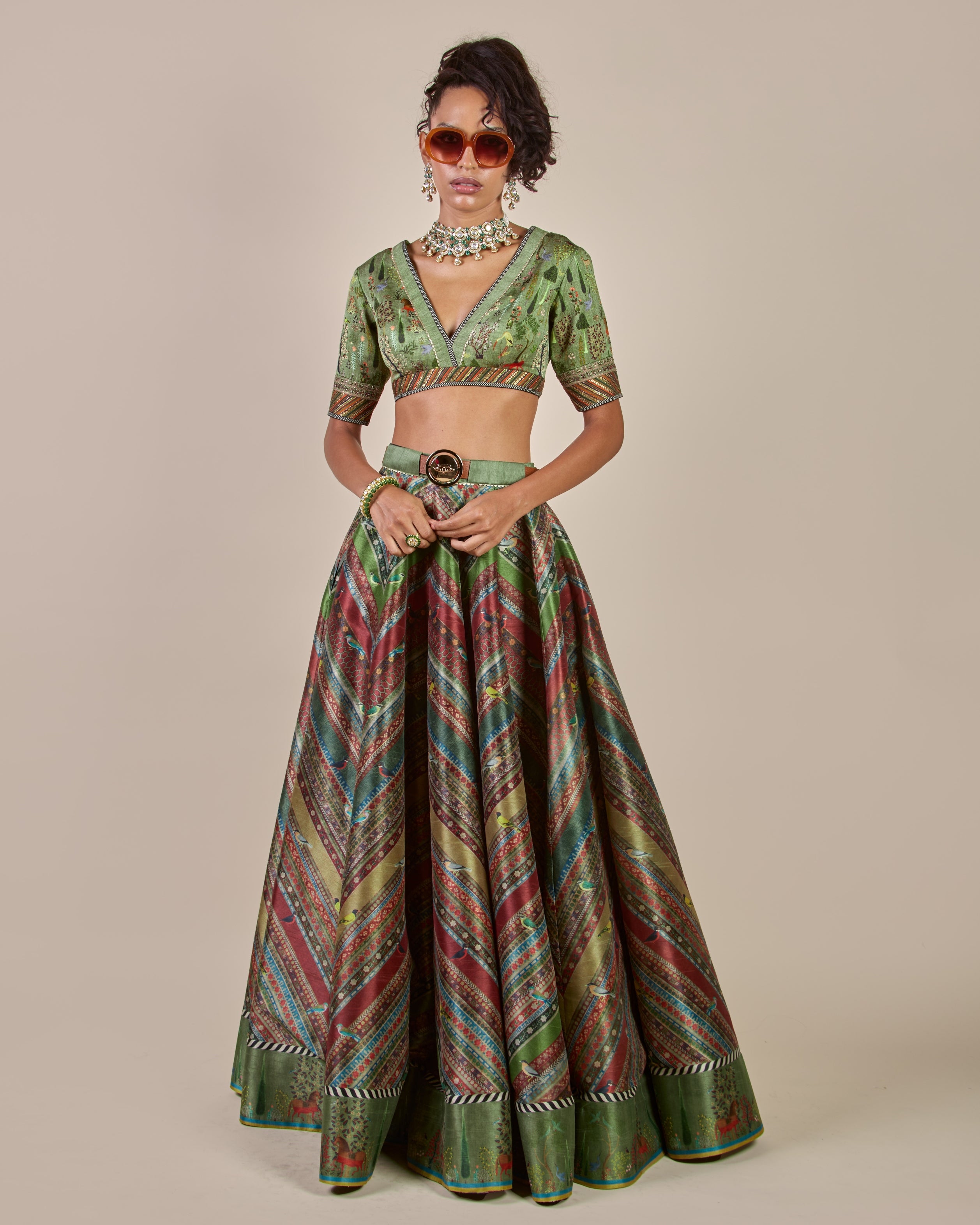 Sap Green Skirt Set