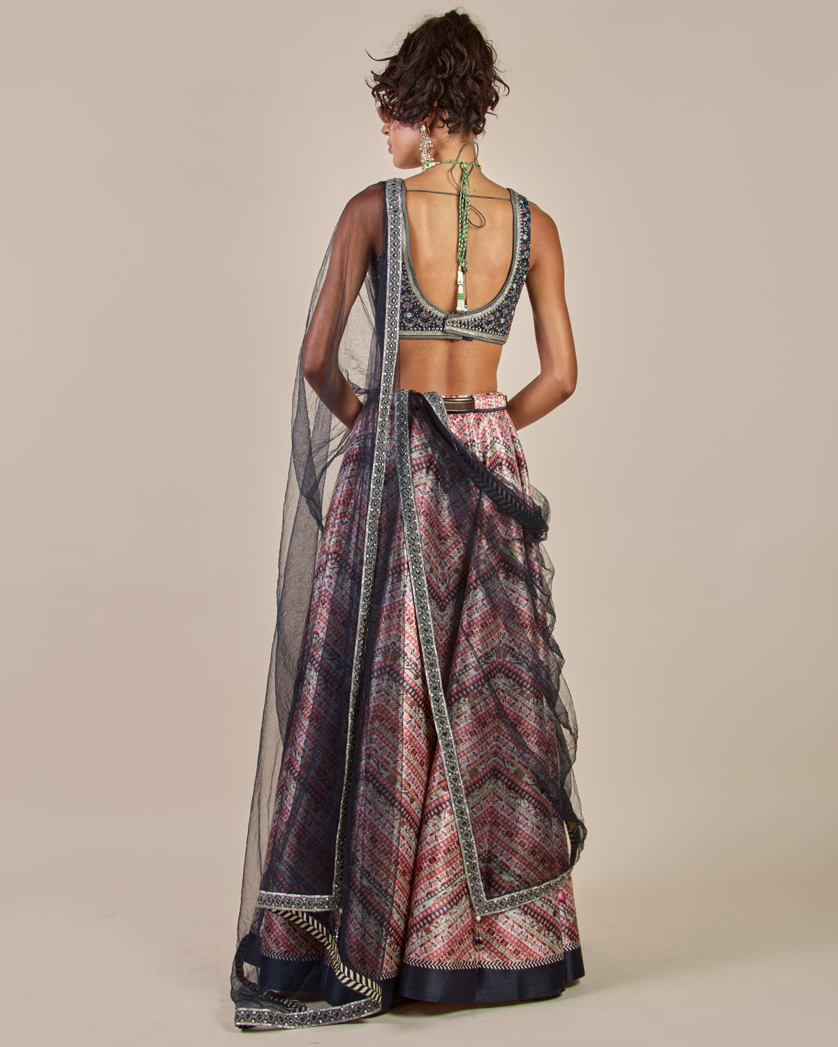 Navy Blue - Multi Hued Skirt Set