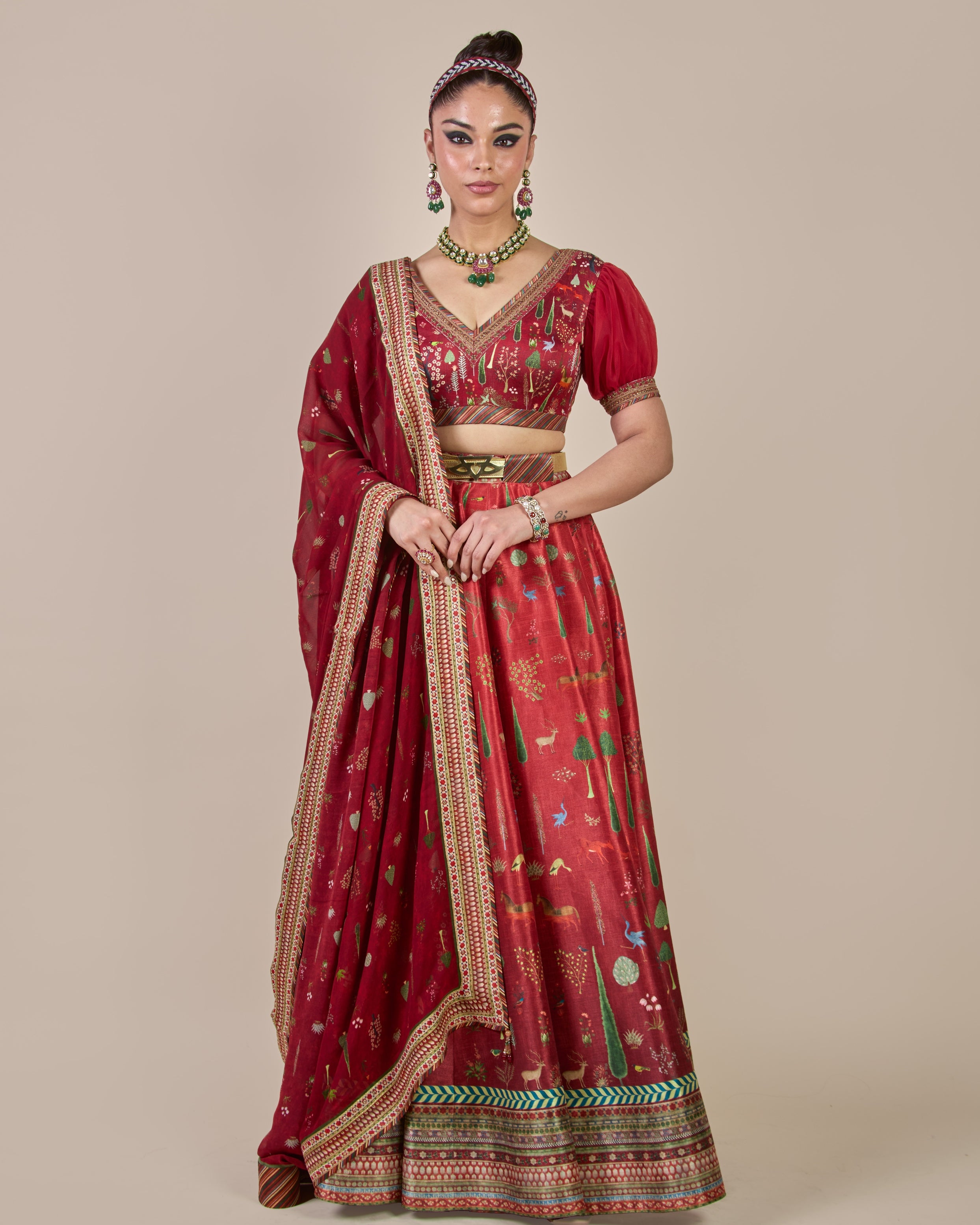 Crimson Red Ombre Skirt Set