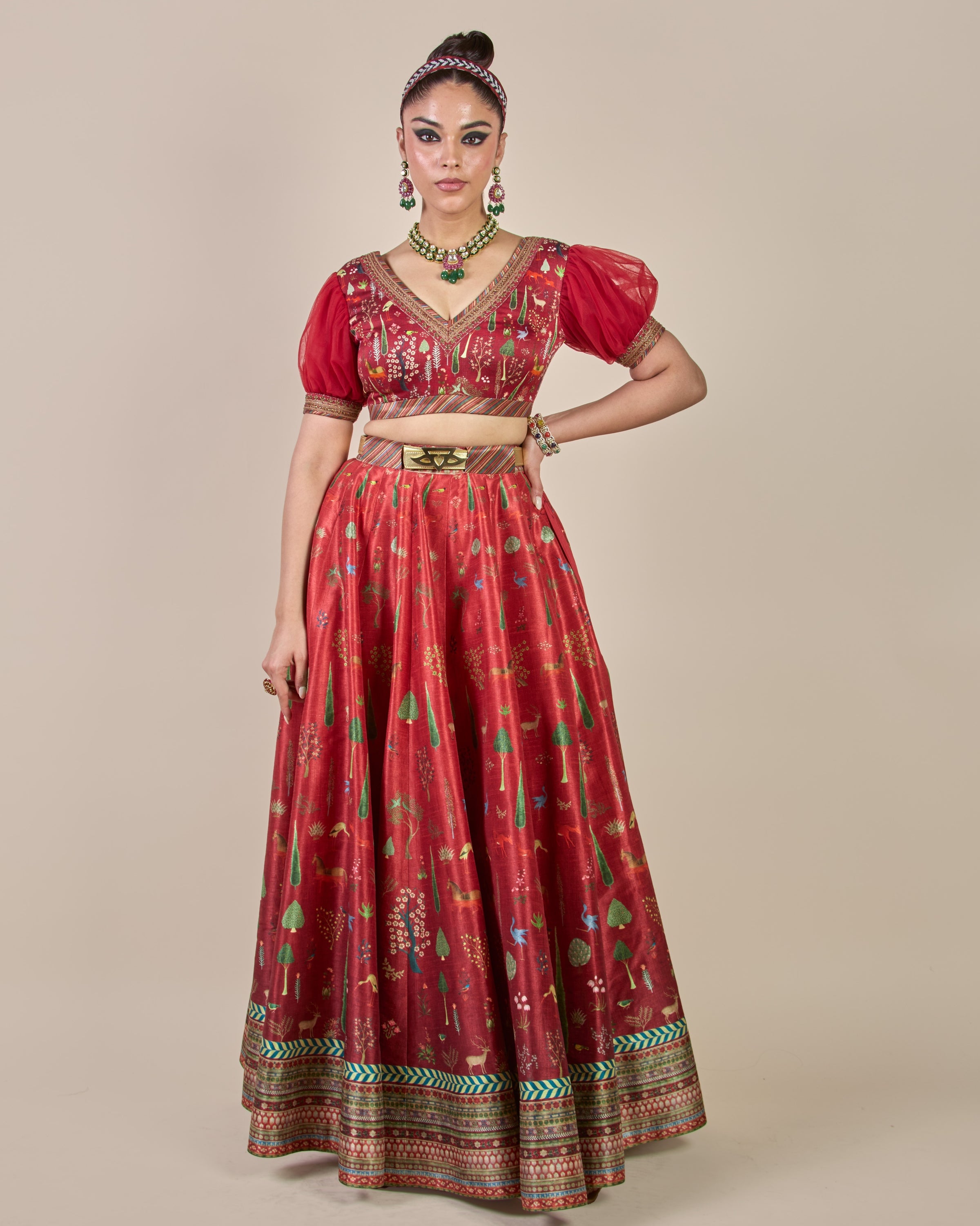 Crimson Red Ombre Skirt Set