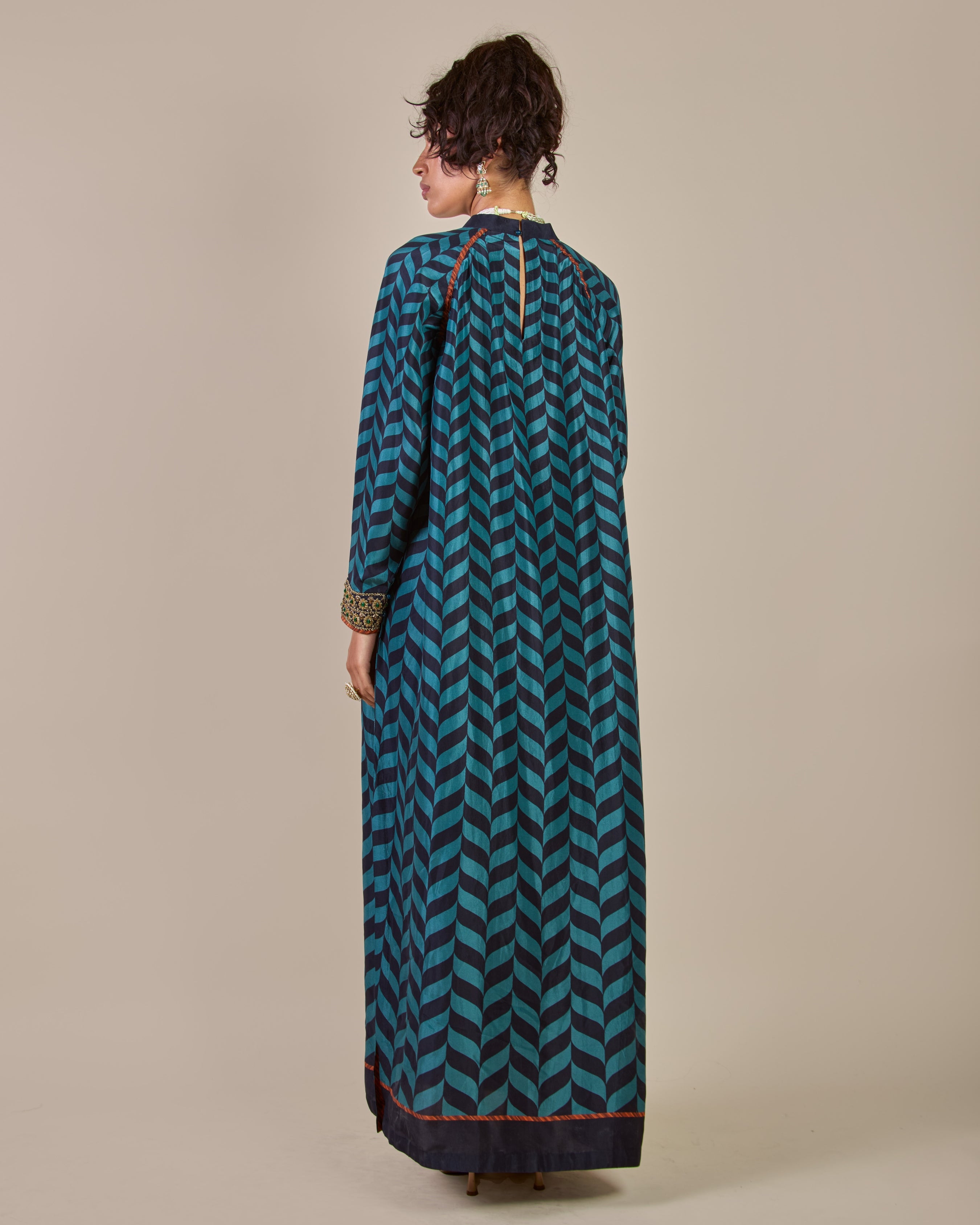 Teal Blue Chevron Kaftan