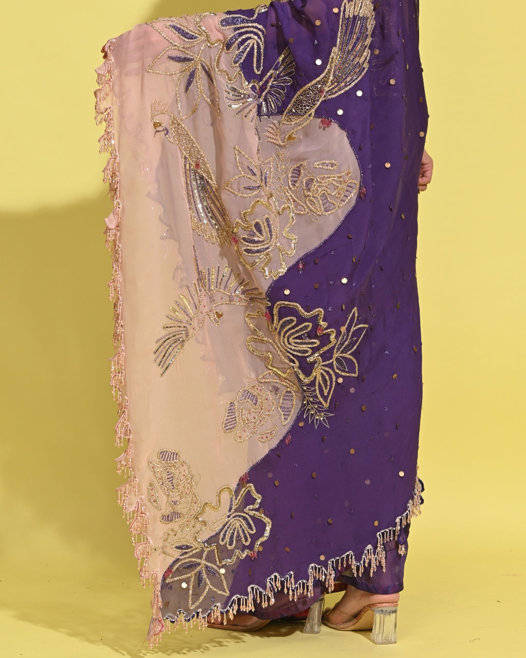 Janejaan Purple Sari Set