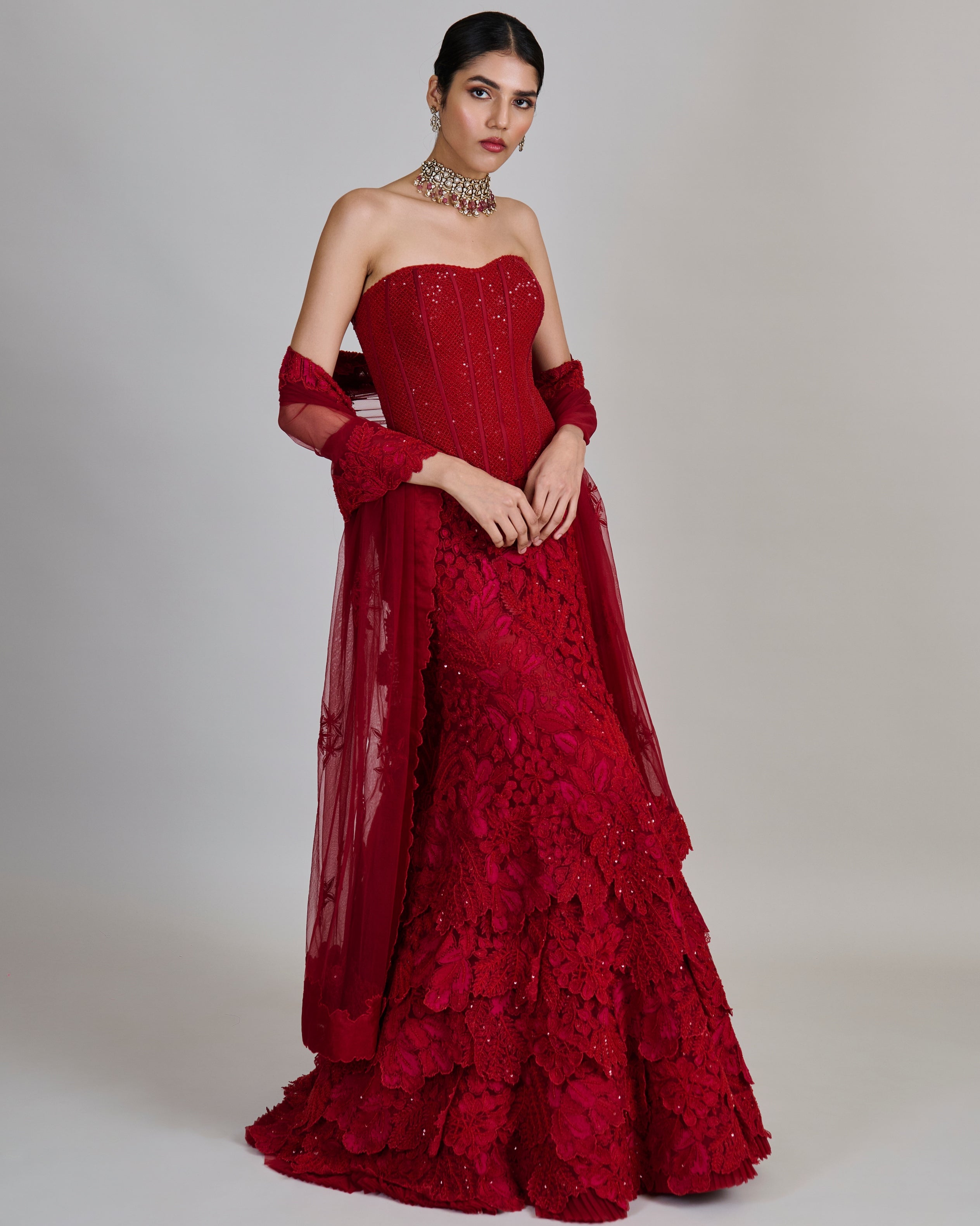 Red Joise Lehenga Set