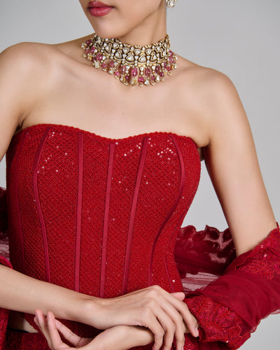 Red Joise Lehenga Set