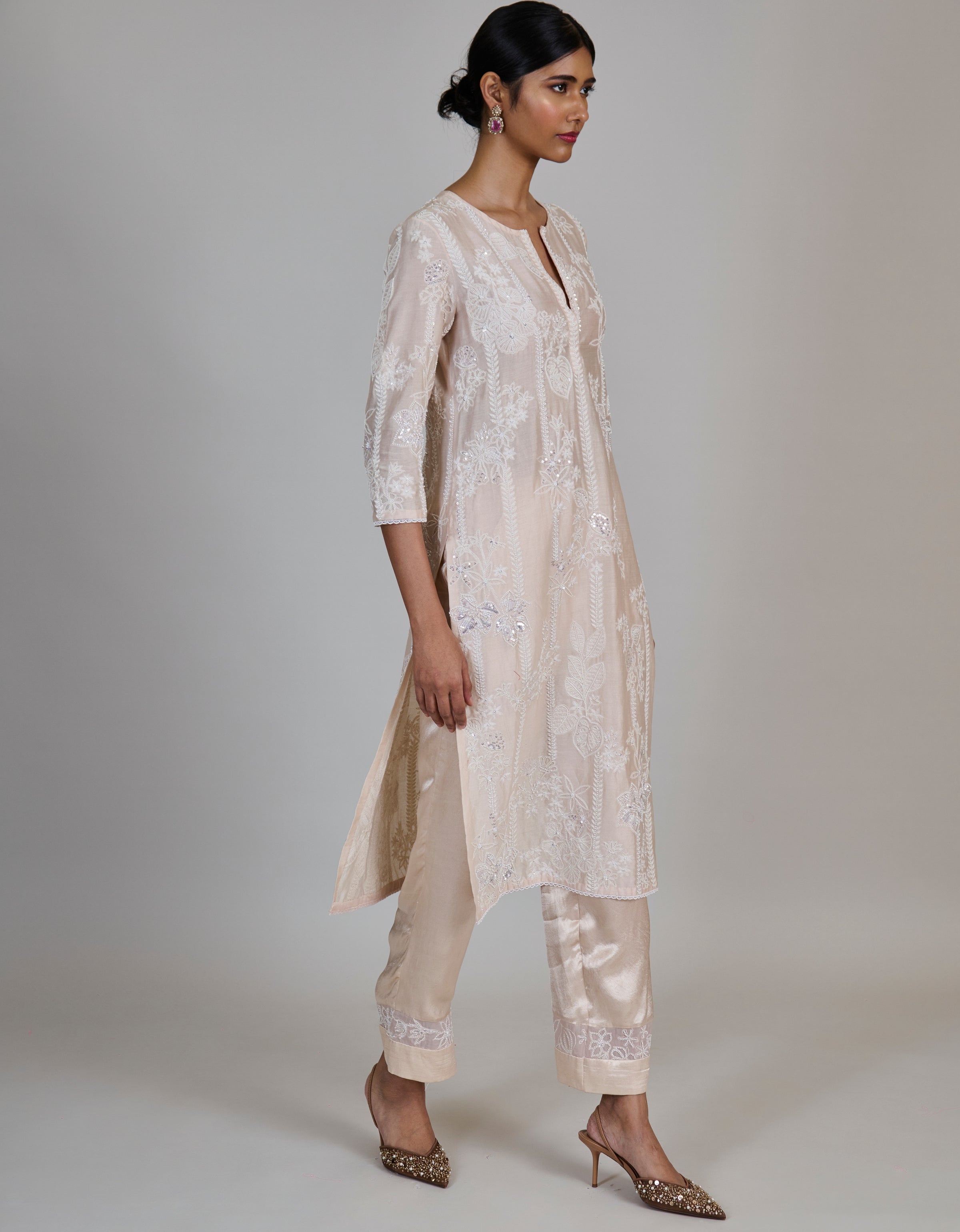 Champange With Ivory Noor Kurta Set