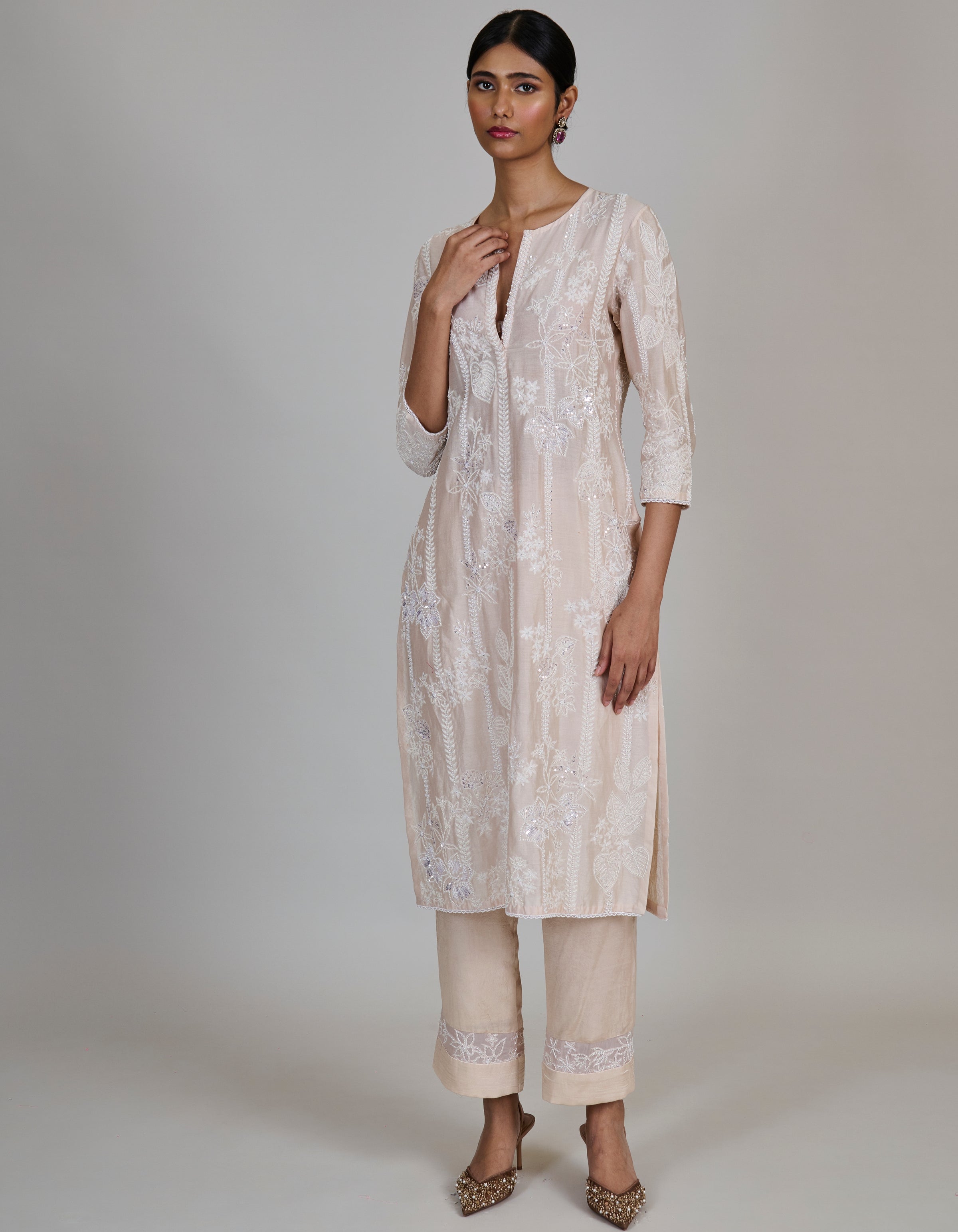Champange With Ivory Noor Kurta Set