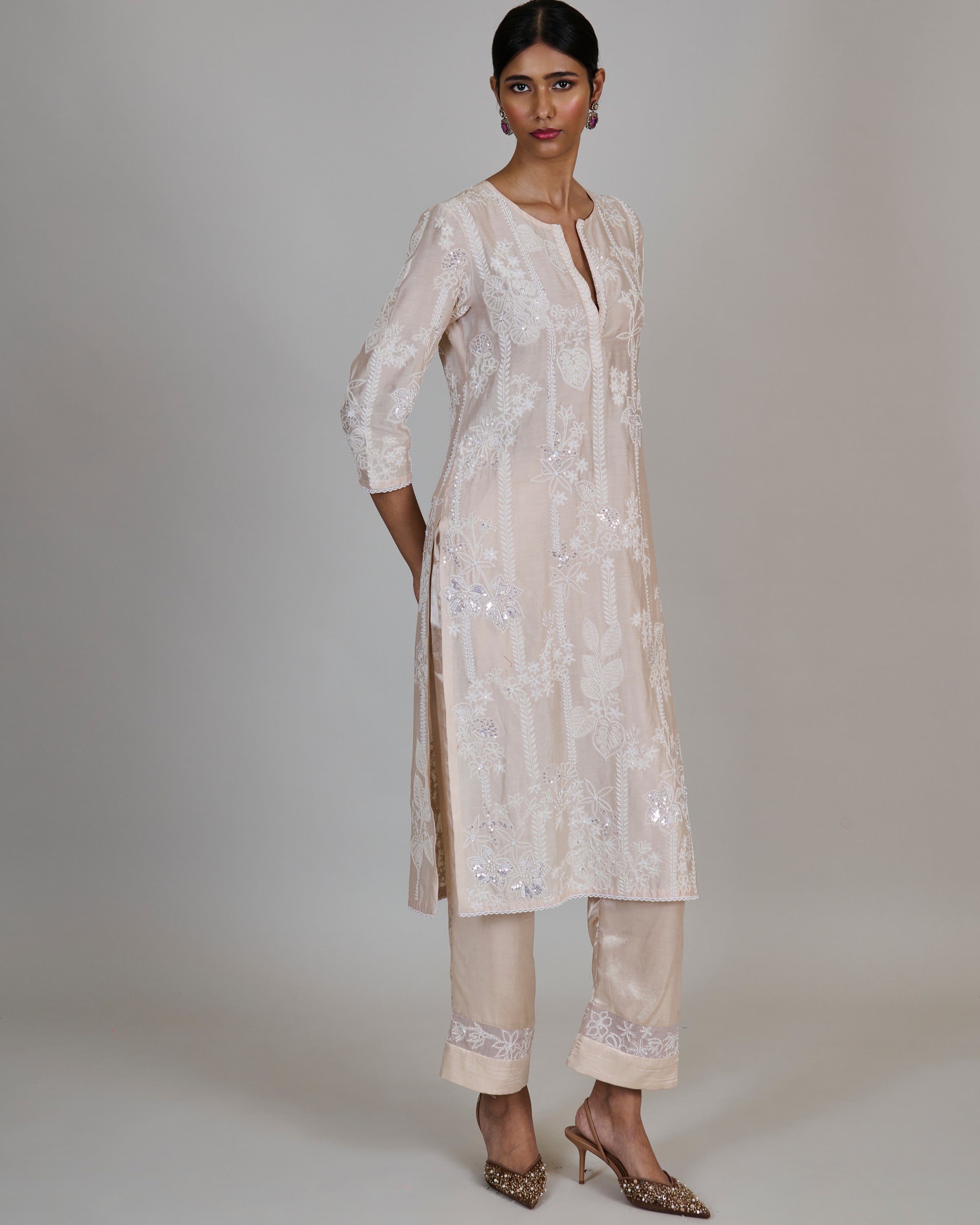 Champange With Ivory Noor Kurta Set
