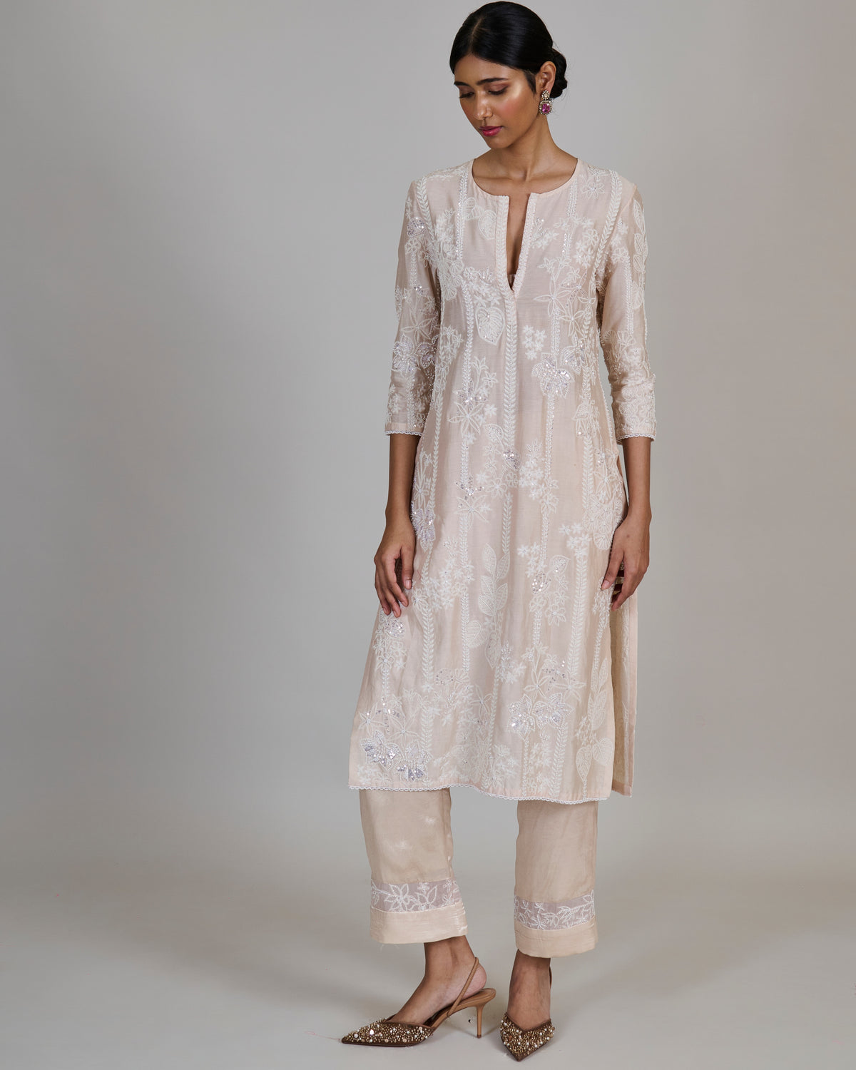 Champange With Ivory Noor Kurta Set