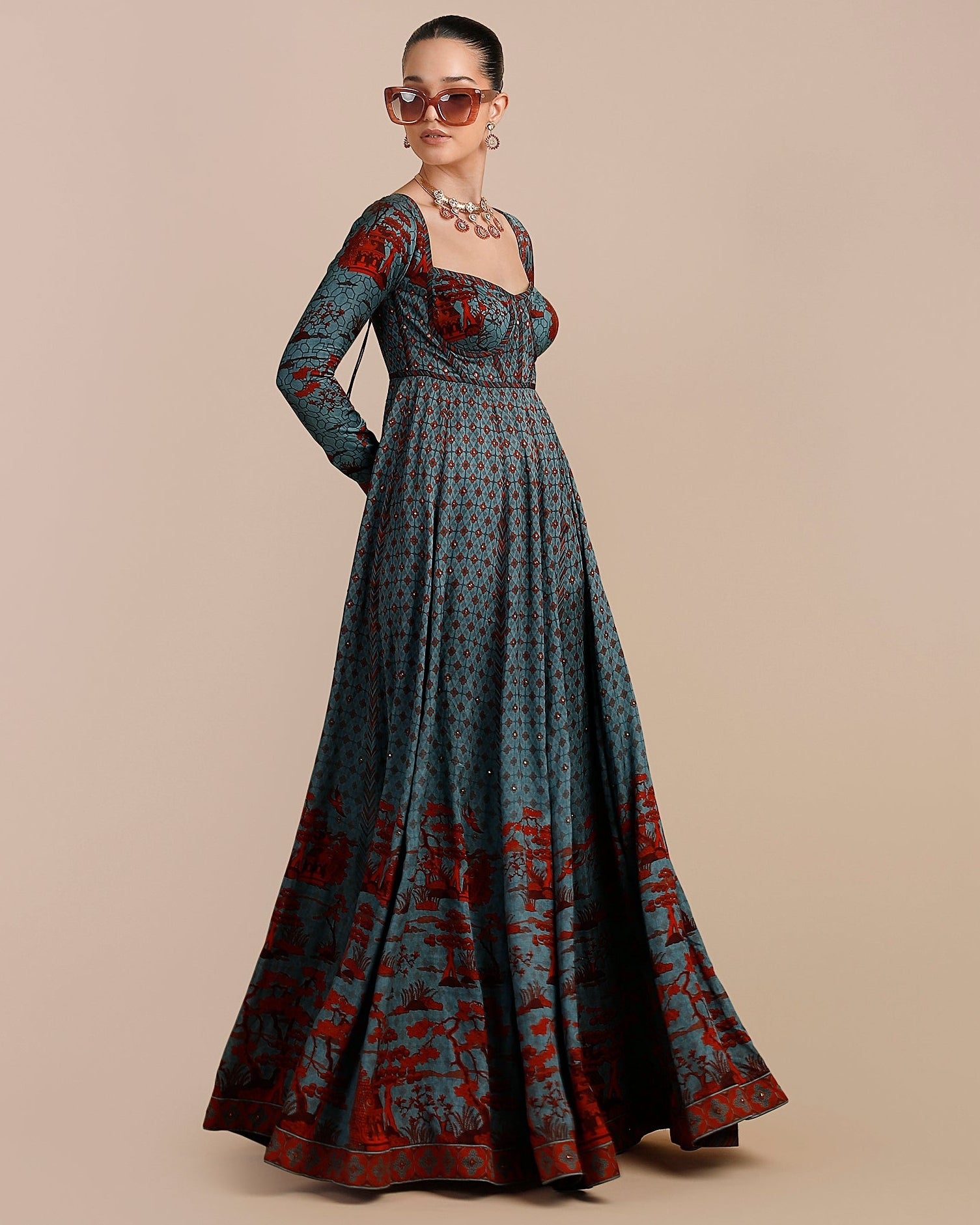 Cerulean Blue Anarkali