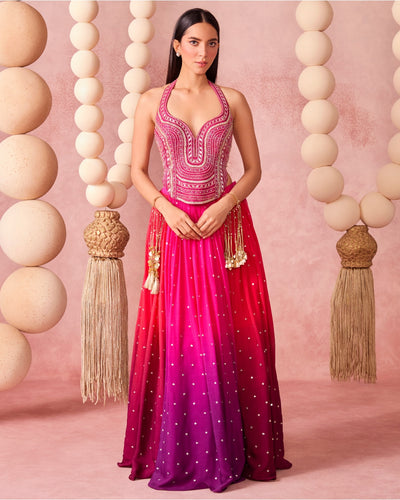 Jugnu Ombre Lehenga Set