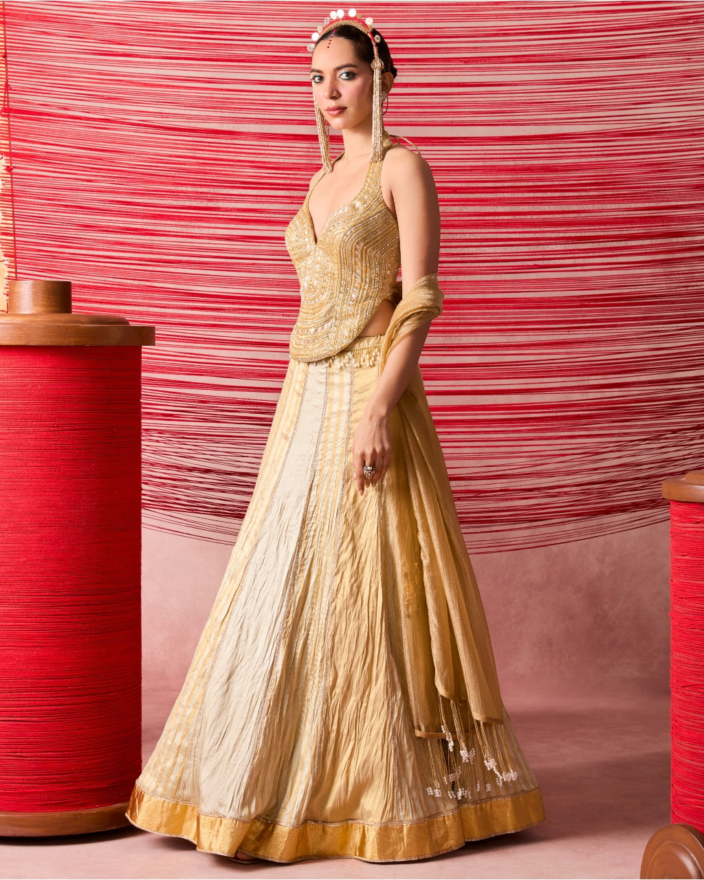 Jugnu Gold Lehenga Set