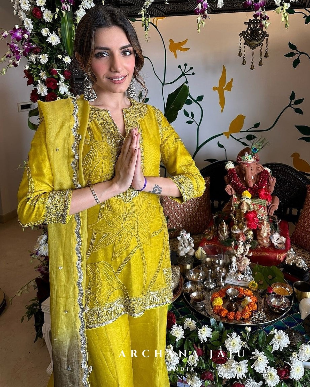 Mustard Aj Sharara Set