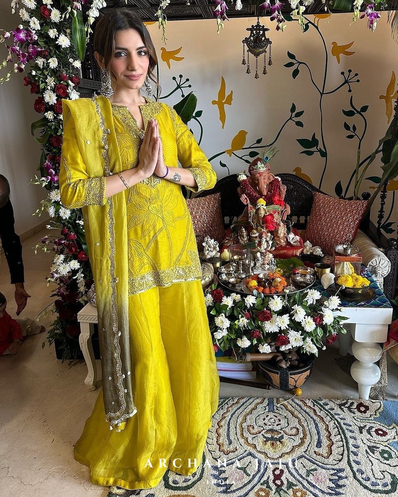 Mustard Aj Sharara Set