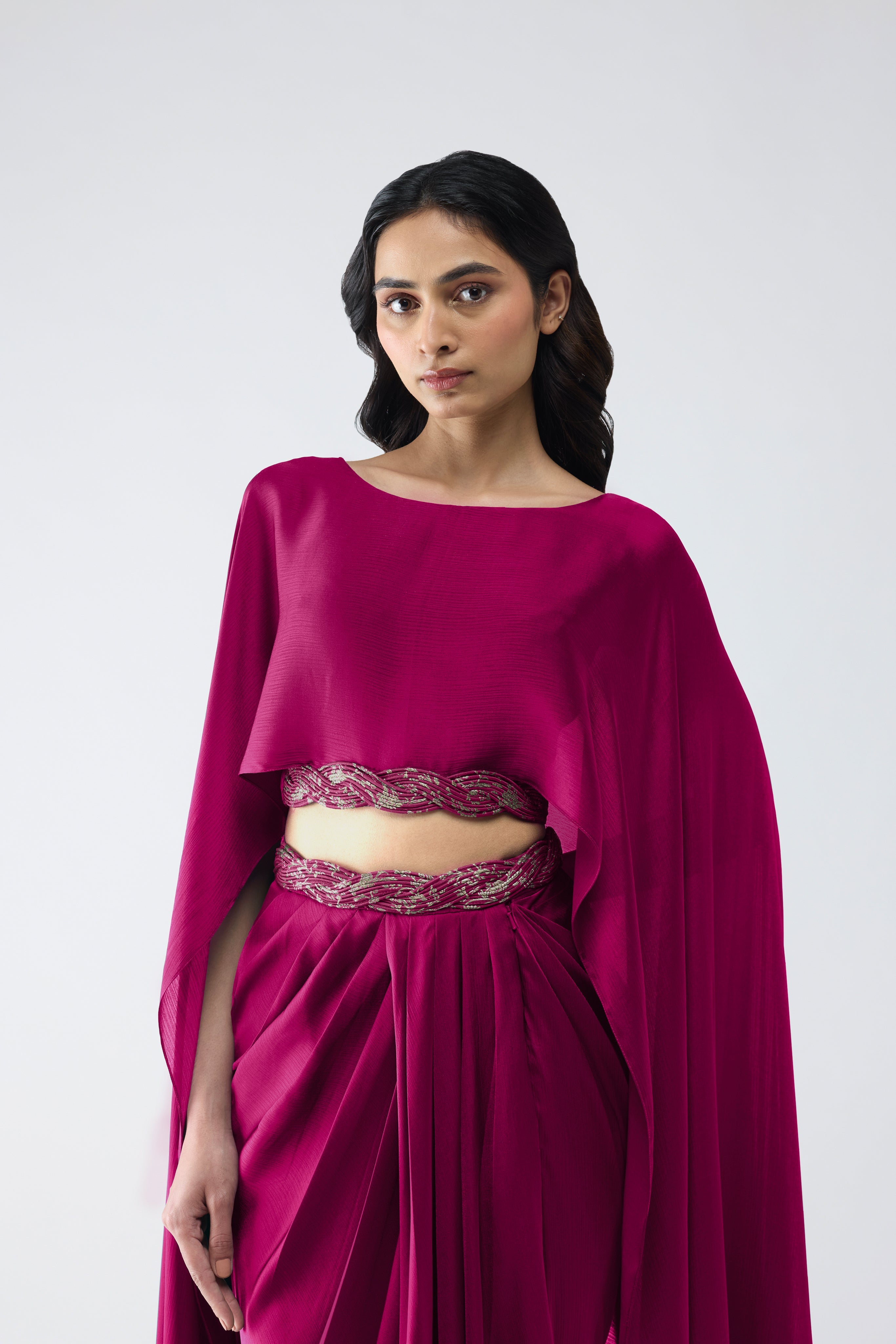 Banarsi Cropped Cape and Skirt Set