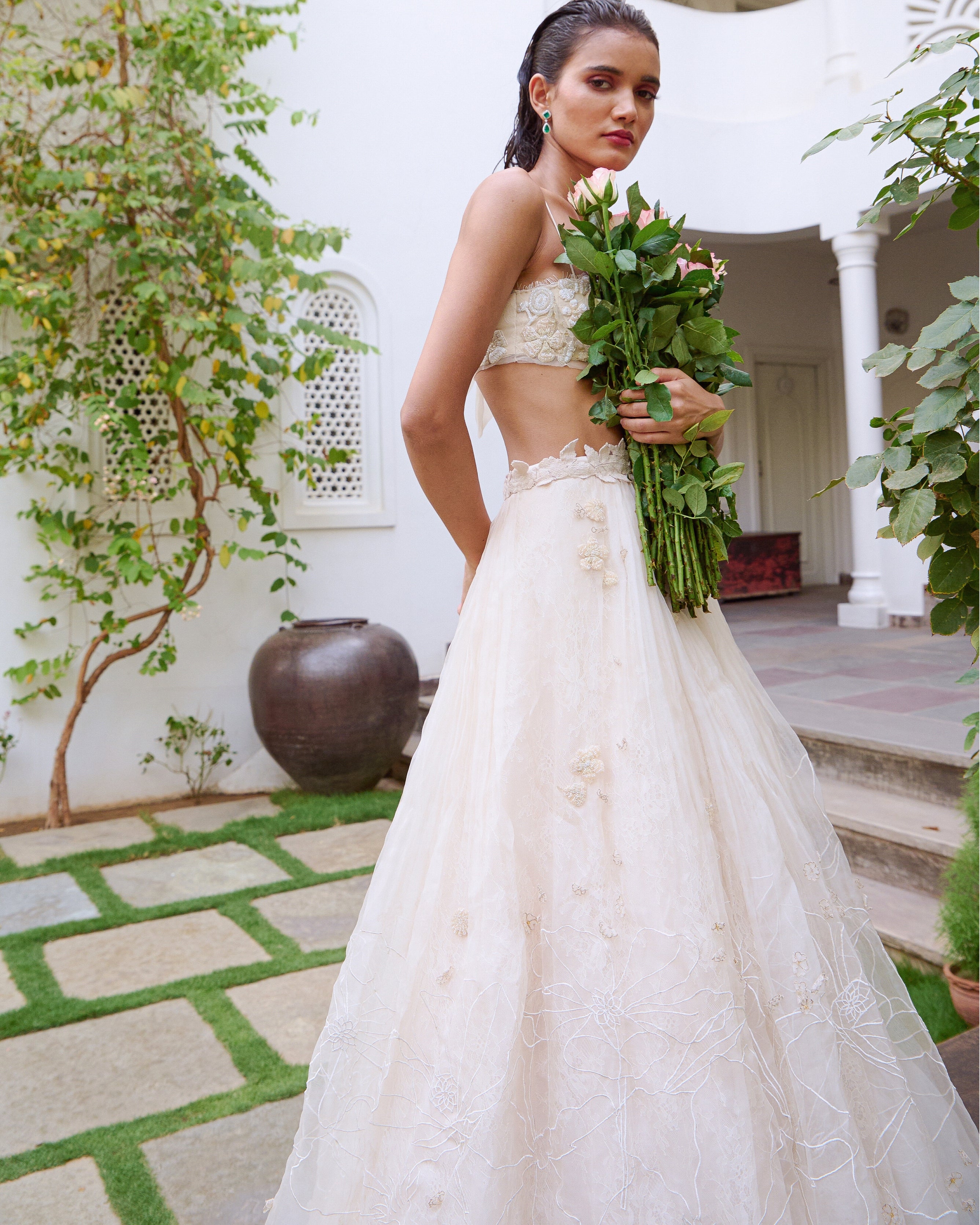 A White Wedding Lehenga Set