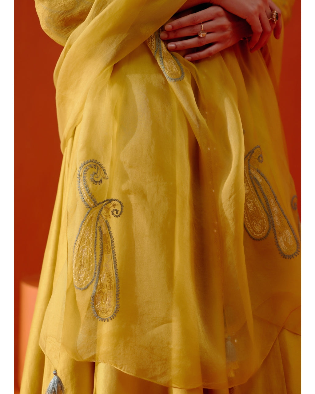 Mustard Embroidered Anarkali Set