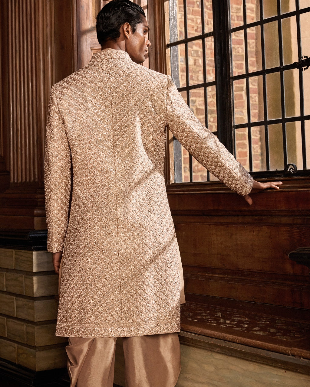 Champagne Thread Sequin Sherwani Set