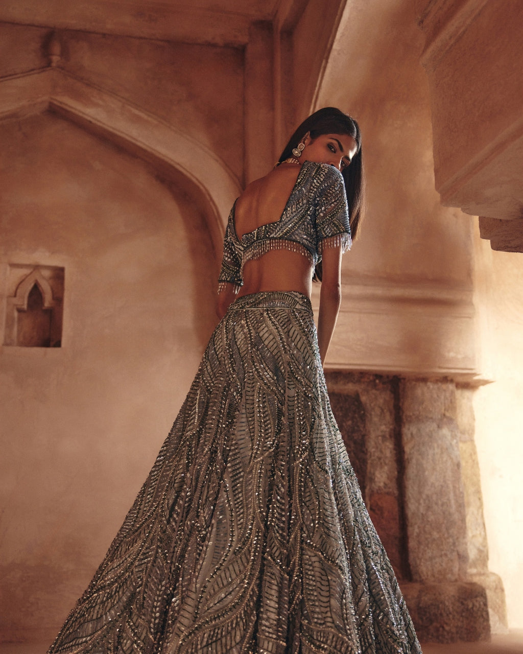 Sky Ice Blue Fully Embellished Lehenga Set