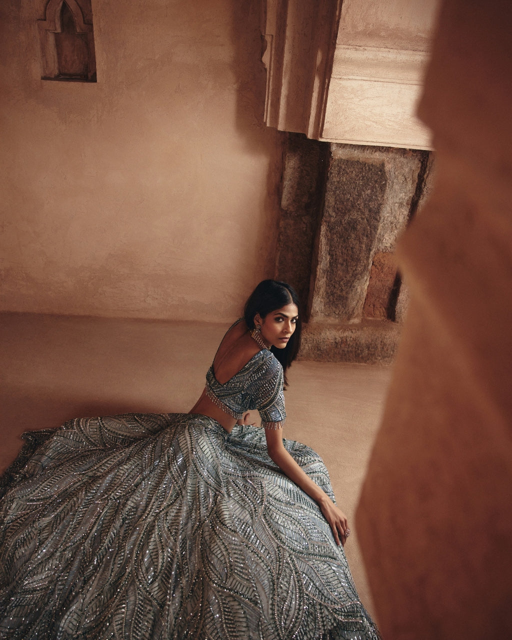 Sky Ice Blue Fully Embellished Lehenga Set