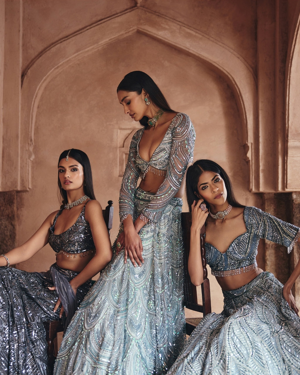 Hailey Ice Blue Fully Embellished Lehenga Set