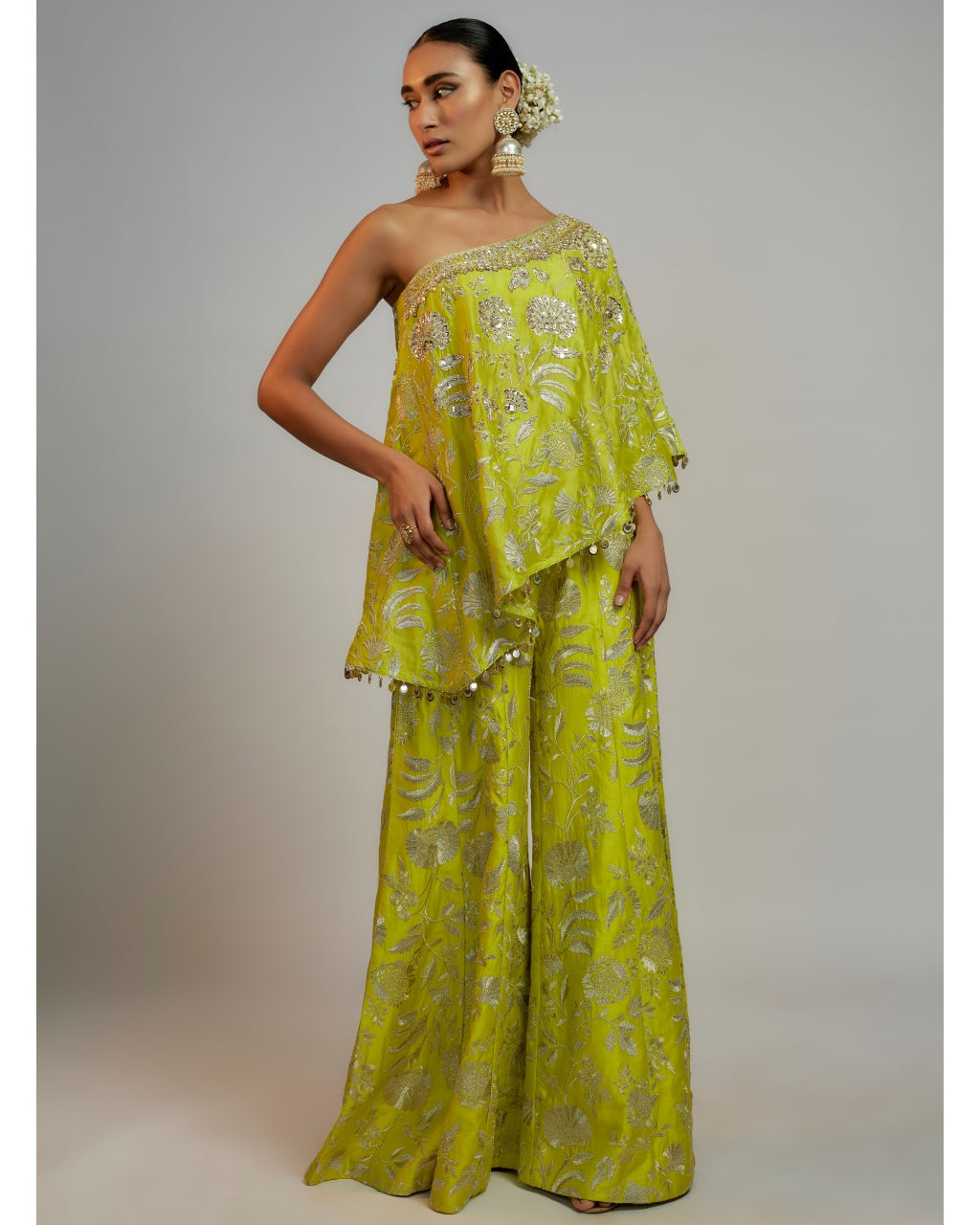 Golconda Arsh Lime One Shoulder Set