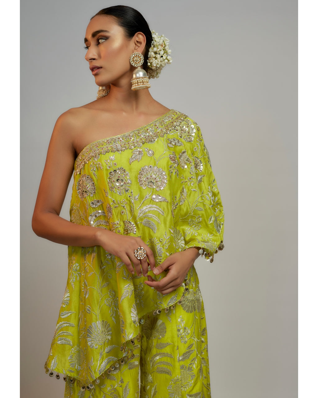 Golconda Arsh Lime One Shoulder Set