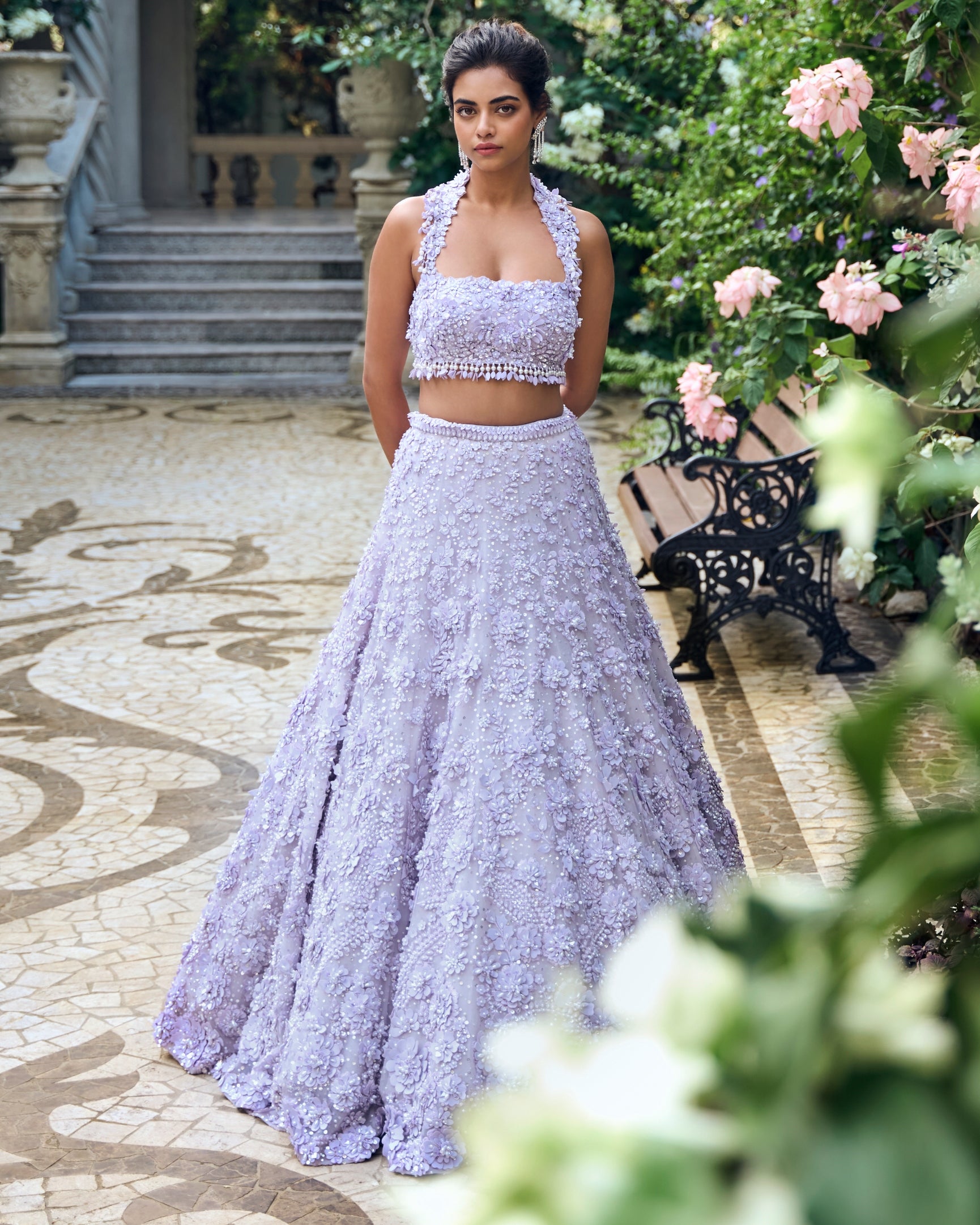 Chapelle Lilac Three-Dimensional Lehenga Set